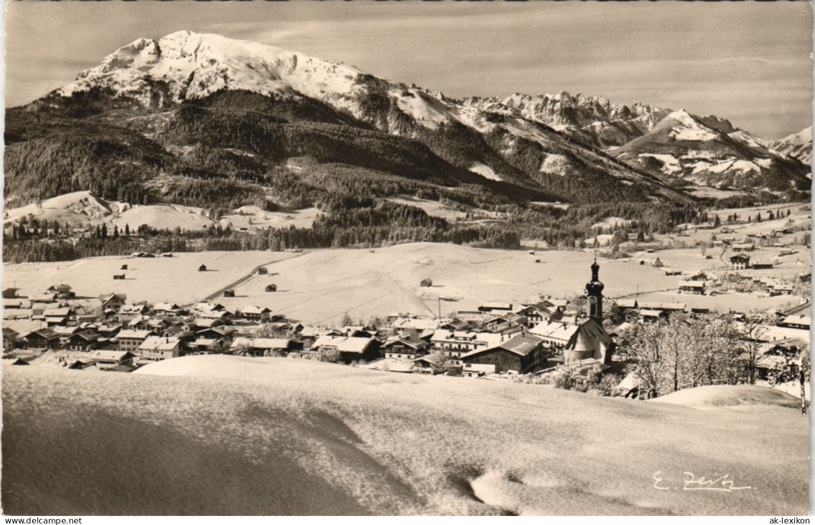 Ansichtskarte Reit Im Winkl Panorama-Ansicht Winter Ort Verschneit 1958 - Reit Im Winkl