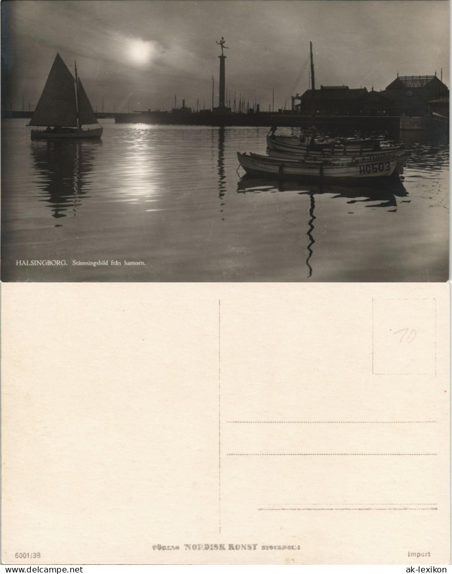 Postcard Helsingborg Hälsingborg Stimmungsbild Hafen 1930 - Schweden