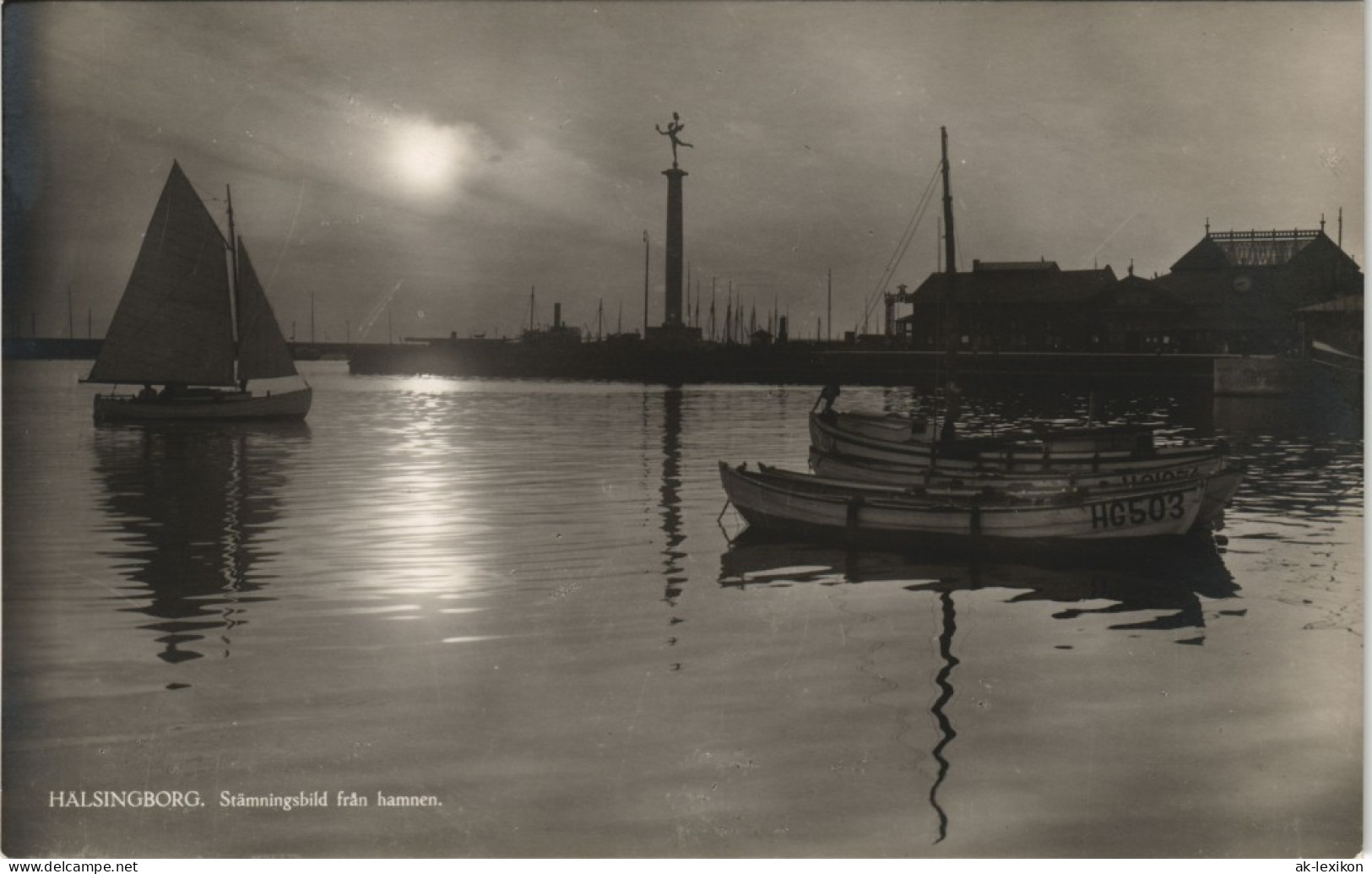 Postcard Helsingborg Hälsingborg Stimmungsbild Hafen 1930 - Schweden