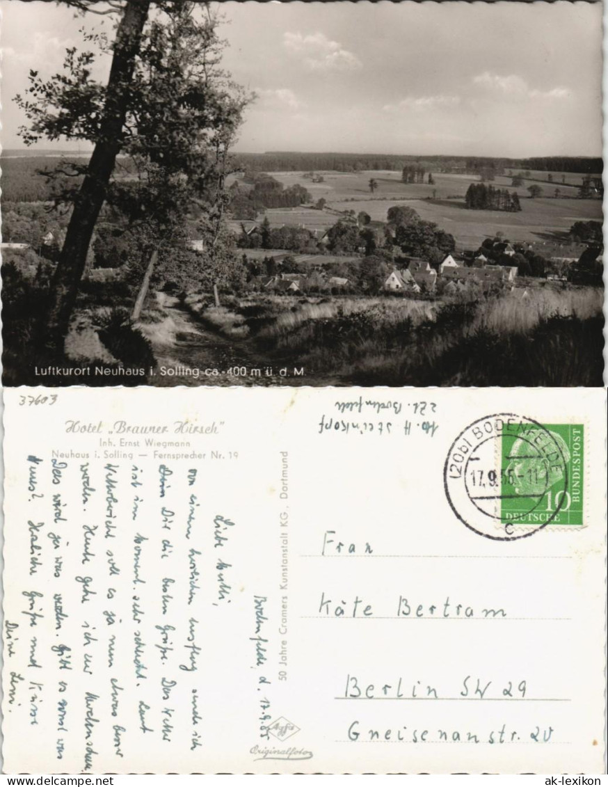 Neuhaus Im Solling-Holzminden Teilansicht Partie Mit Hotel Brauner Hirsch 1955 - Holzminden