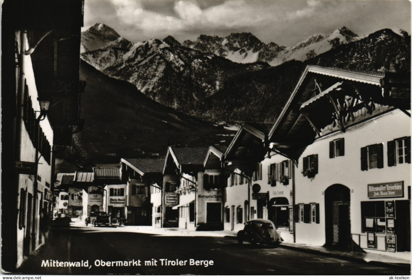 Ansichtskarte Mittenwald Obermarkt Dorf Partie Mit Tiroler Alpen Berge 1965 - Mittenwald