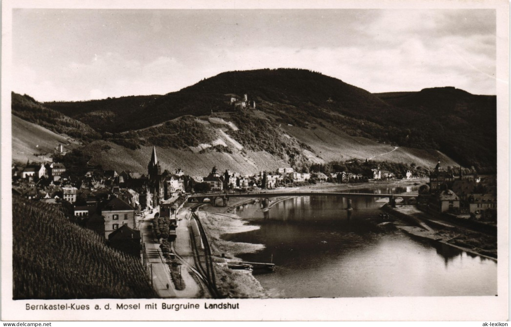 Bernkastel-Kues Berncastel-Cues Mosel  Burgruine Landshut Panorama-Ansicht 1949 - Bernkastel-Kues