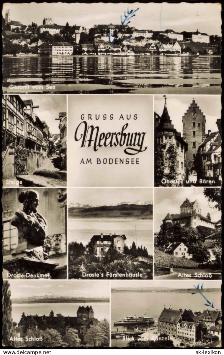 Meersburg Mehrbildkarte Ortsansichten, U.a. Bodensee, Steige, Obertor Uvm. 1956 - Meersburg