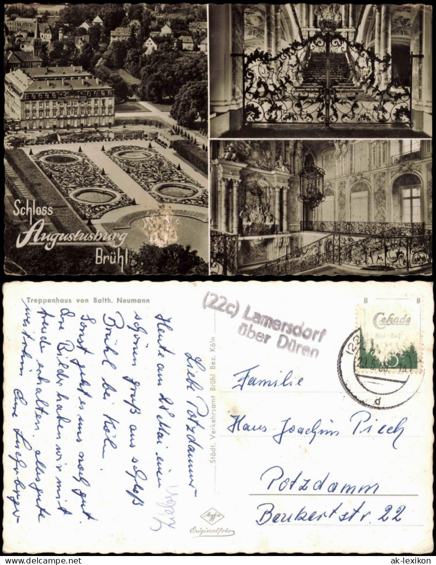 Ansichtskarte Brühl Schloss Augustusburg   1958     Landpoststempel " ü  Düren" - Brühl