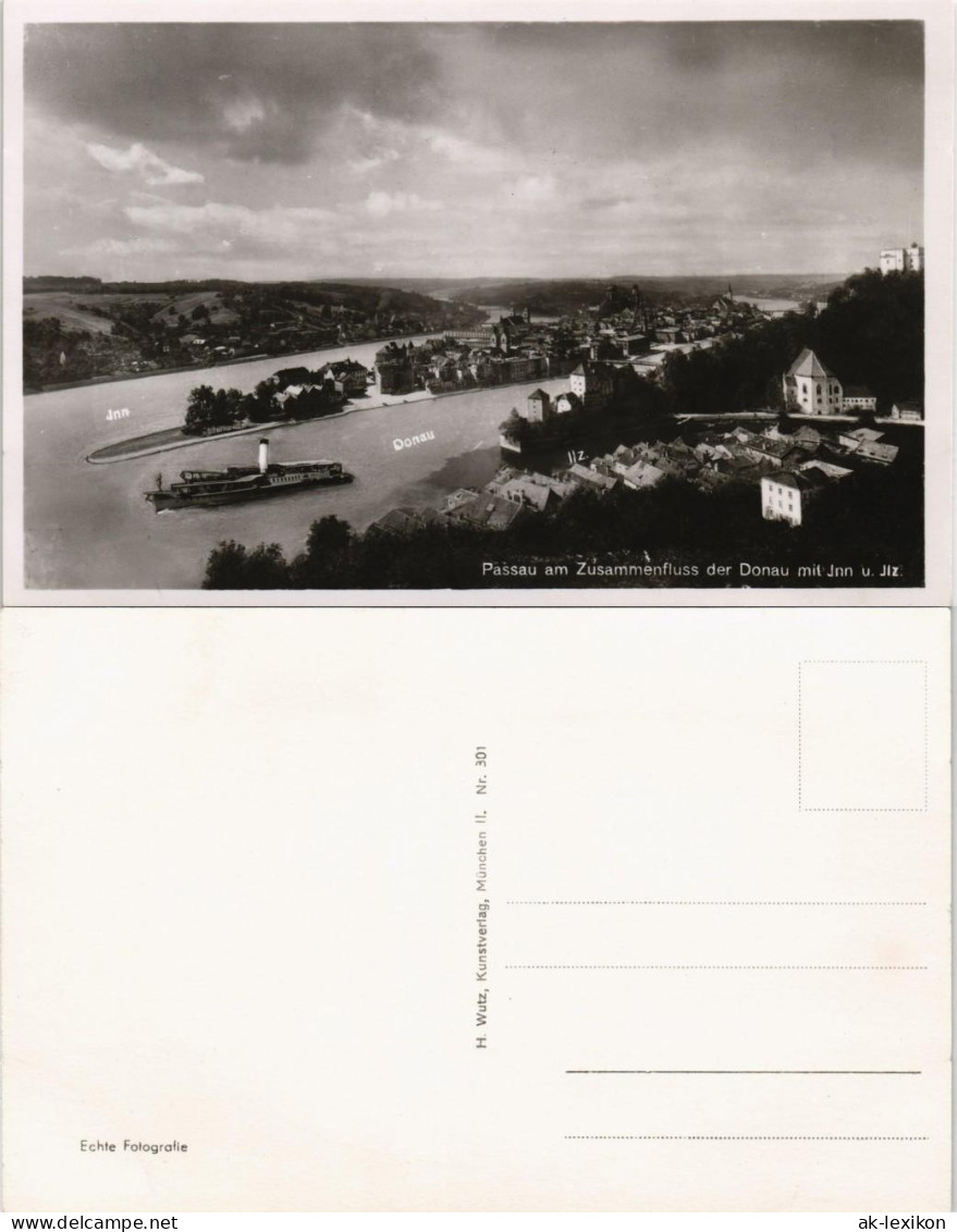 Ansichtskarte Passau Panorama Zusammenfluss Der Donau Mit Inn U. Jlz 1930 - Passau