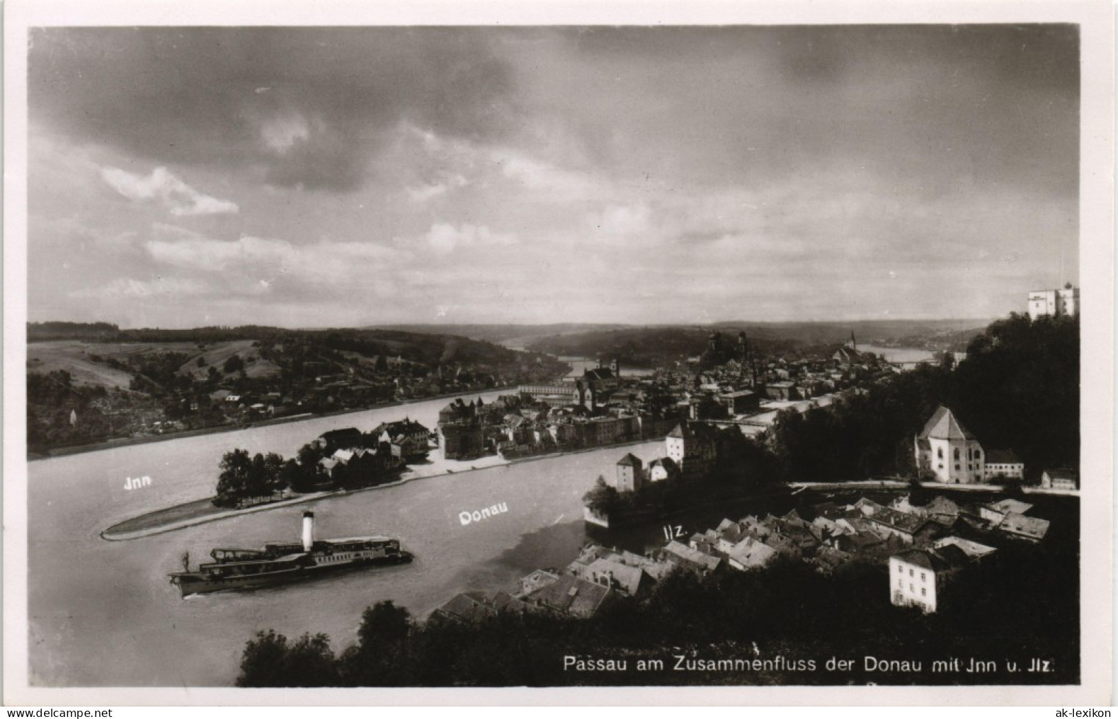 Ansichtskarte Passau Panorama Zusammenfluss Der Donau Mit Inn U. Jlz 1930 - Passau