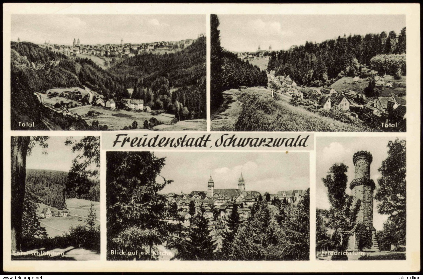 Freudenstadt Mehrbildkarte Mit 5 Orts- Und Umland-Ansichten 1950 - Freudenstadt