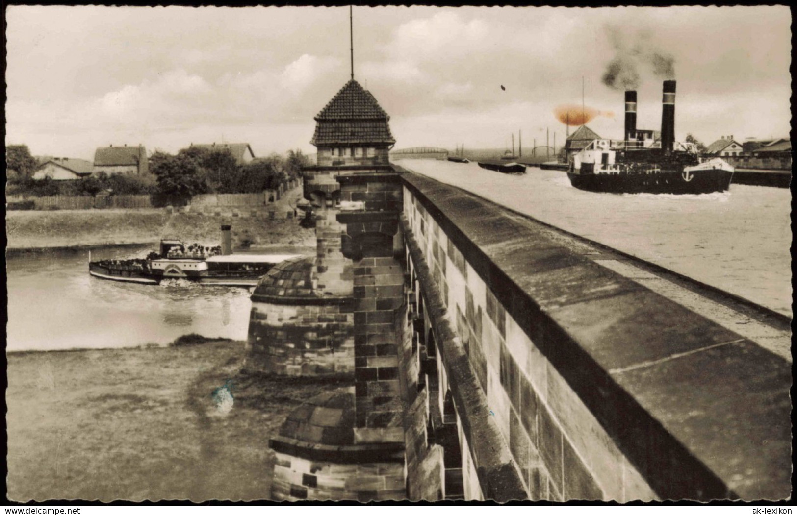 Ansichtskarte Minden Weser Fluss Mit Mittelland-Kanalüberführung 1960 - Minden