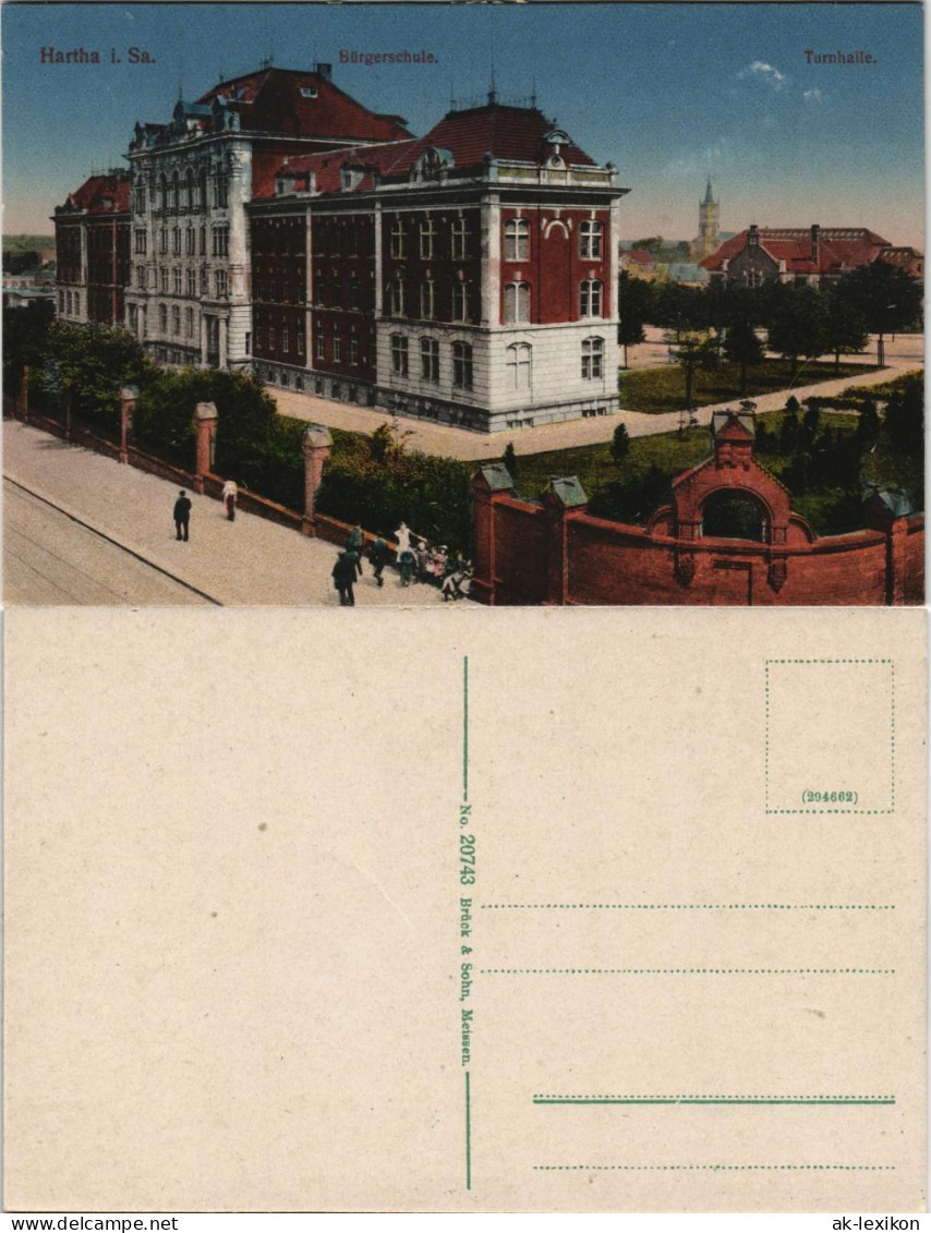 Ansichtskarte Hartha Bürgerschule 1913 - Hartha