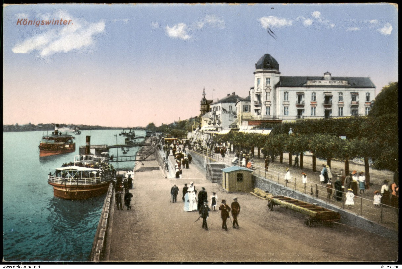 Ansichtskarte Königswinter Rheinpromenade Schiffsanlegestelle Am Rhein 1922 - Koenigswinter