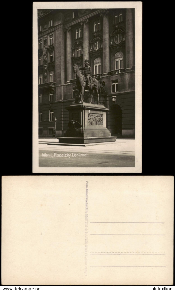 Ansichtskarte Wien Radetzky Denkmal - Fotokarte 1929 - Autres & Non Classés