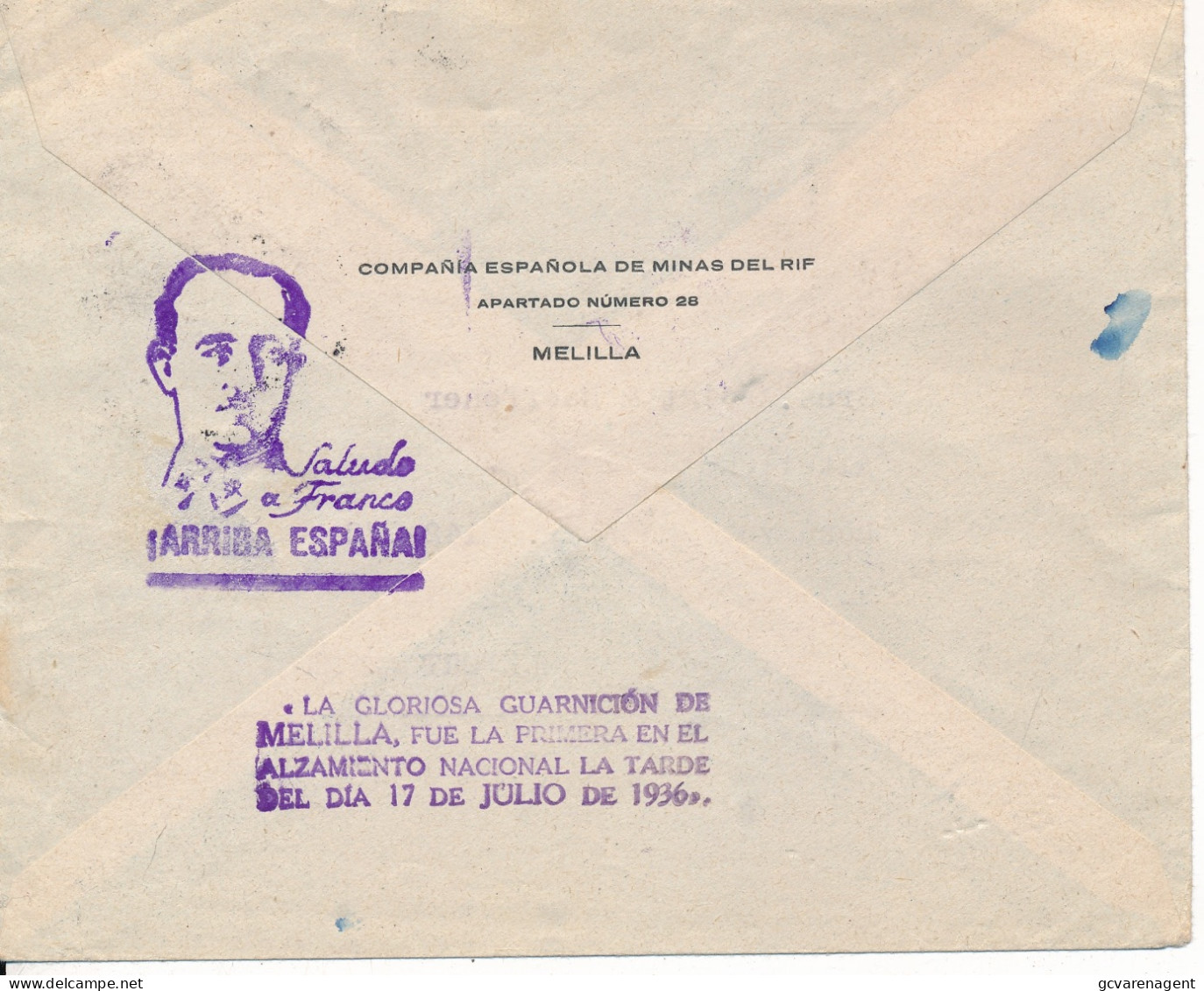 COVER 1938  CENSURA MILITAR MELLIKA ?? TO FRANKFURT AM MAIN  ALEMANIA - 1931-....