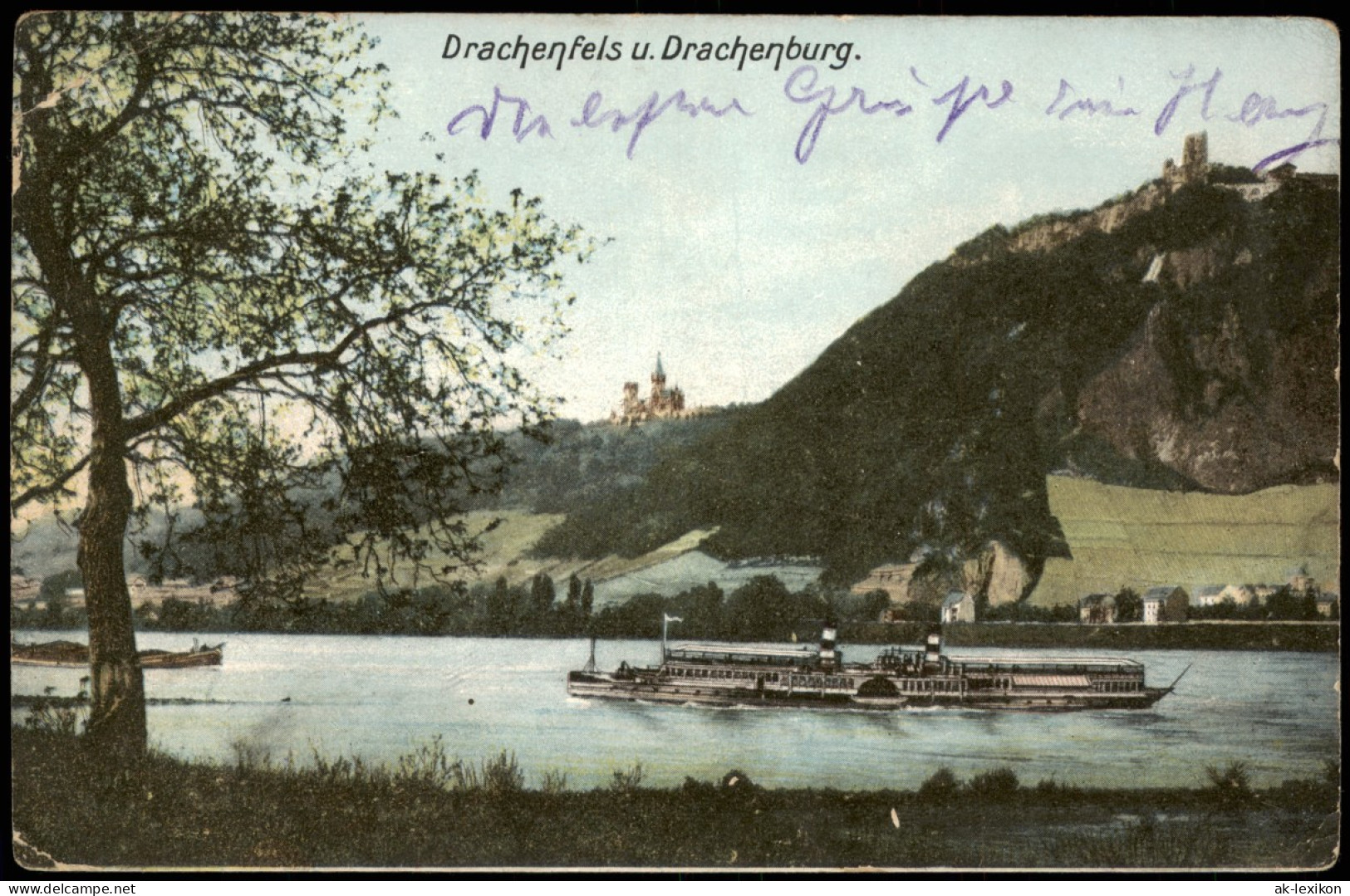 Ansichtskarte Königswinter Drachenfels U. Drachenburg 1906    (Bahnpoststempel) - Koenigswinter