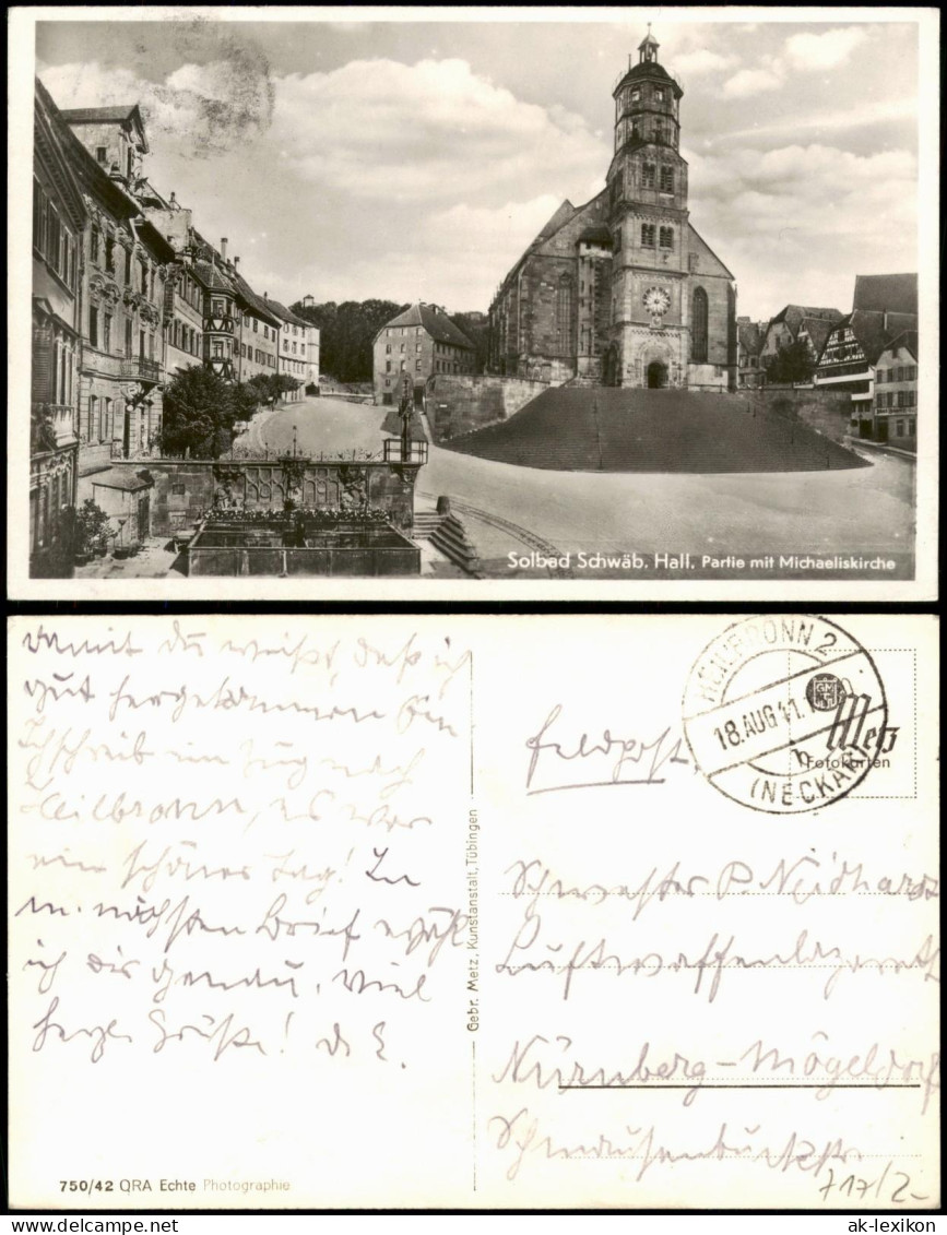 Ansichtskarte Schwäbisch Hall Partie Mit Michaeliskirche 1941  Gel. Feldpost WK2 - Schwaebisch Hall