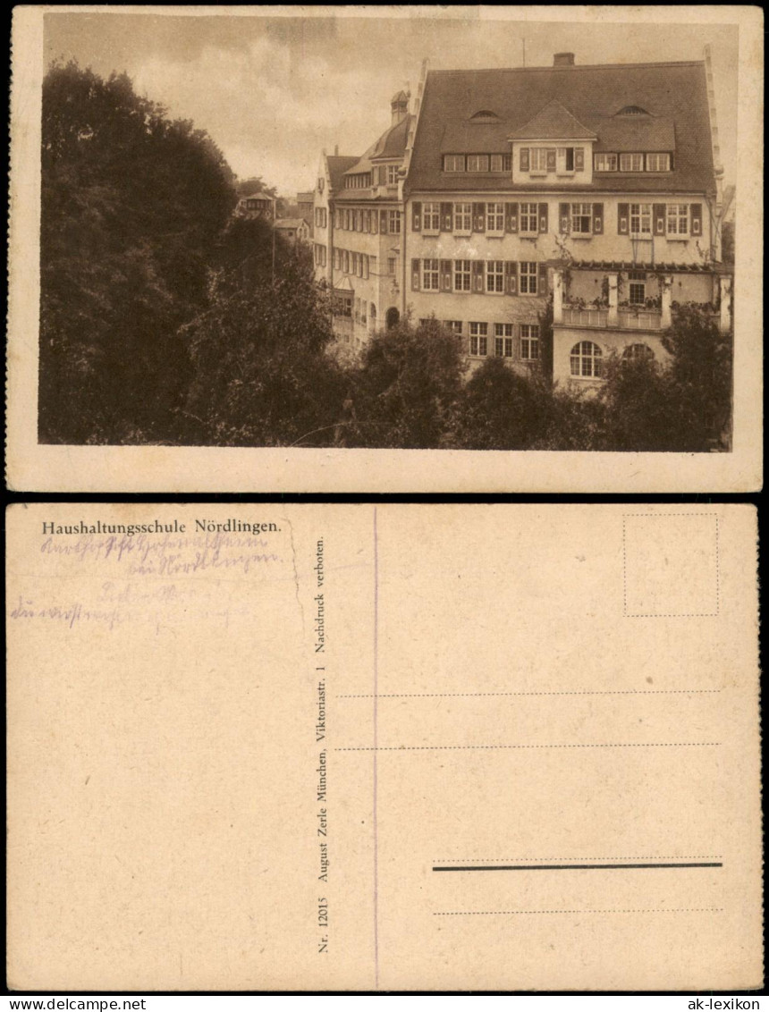 Ansichtskarte Nördlingen Haushaltungsschule, Straßenseite 1924 - Noerdlingen