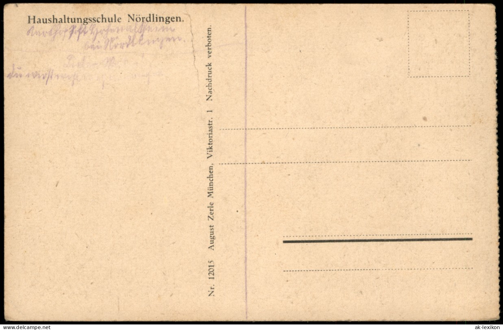 Ansichtskarte Nördlingen Haushaltungsschule, Straßenseite 1924 - Noerdlingen