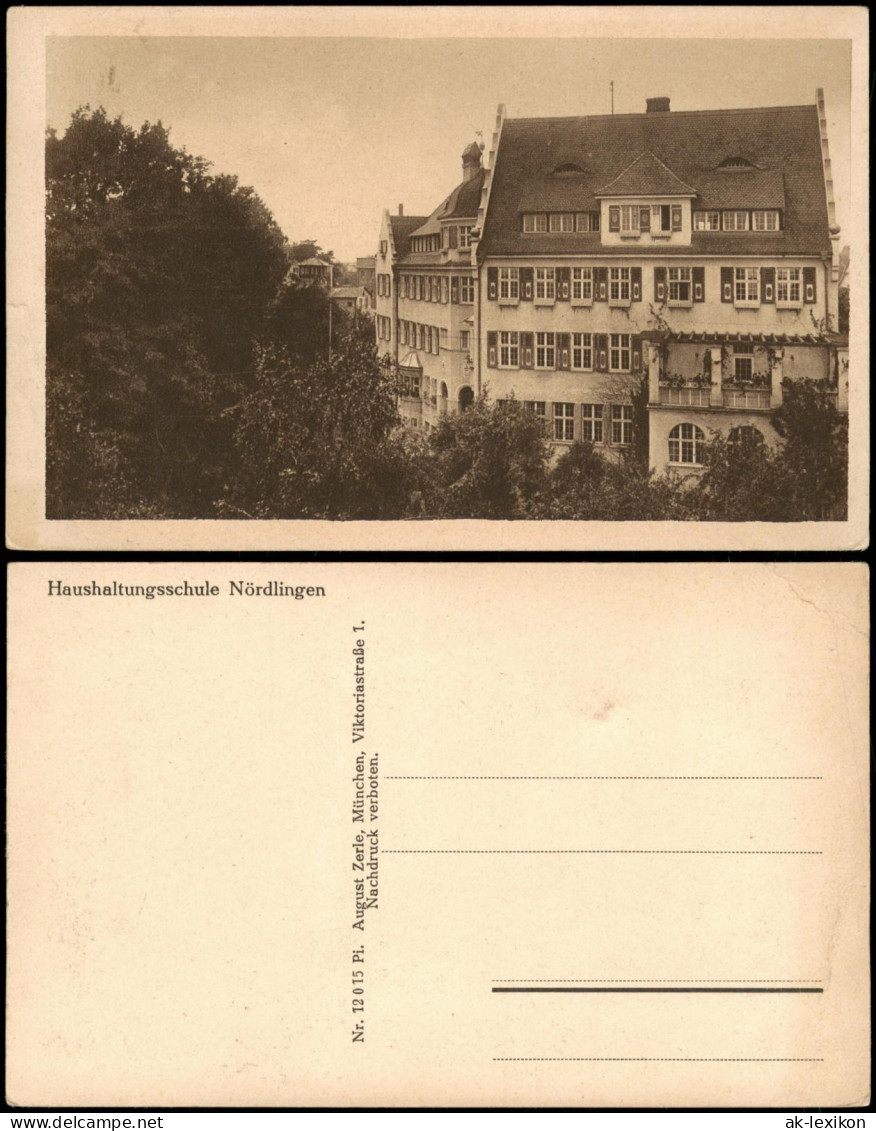 Ansichtskarte Nördlingen Haushaltungsschule, Straßenseite 1926 - Noerdlingen