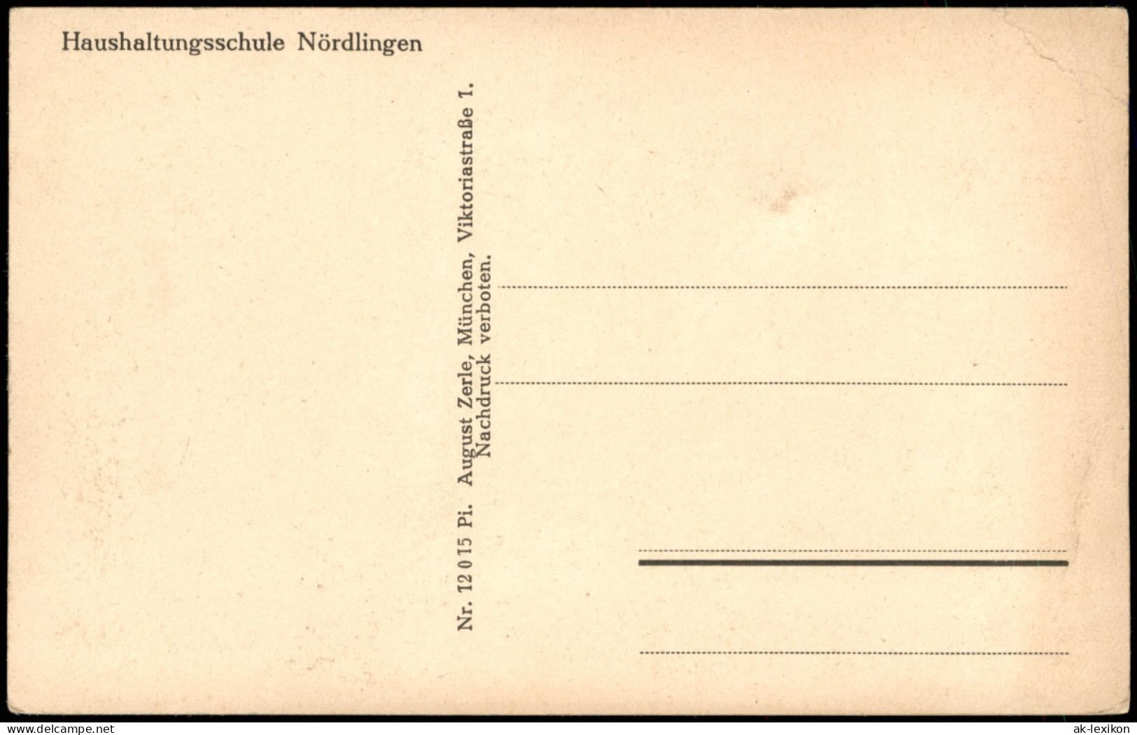 Ansichtskarte Nördlingen Haushaltungsschule, Straßenseite 1926 - Noerdlingen