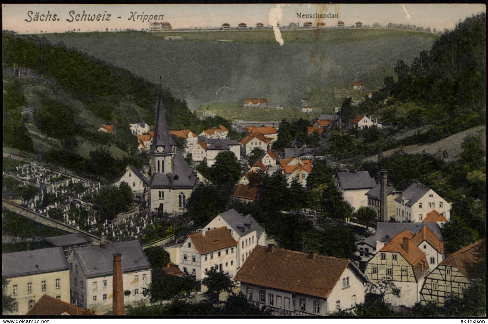 Ansichtskarte Krippen-Bad Schandau Stadtpartie, Friedhof - Neuschandau 1909 - Bad Schandau