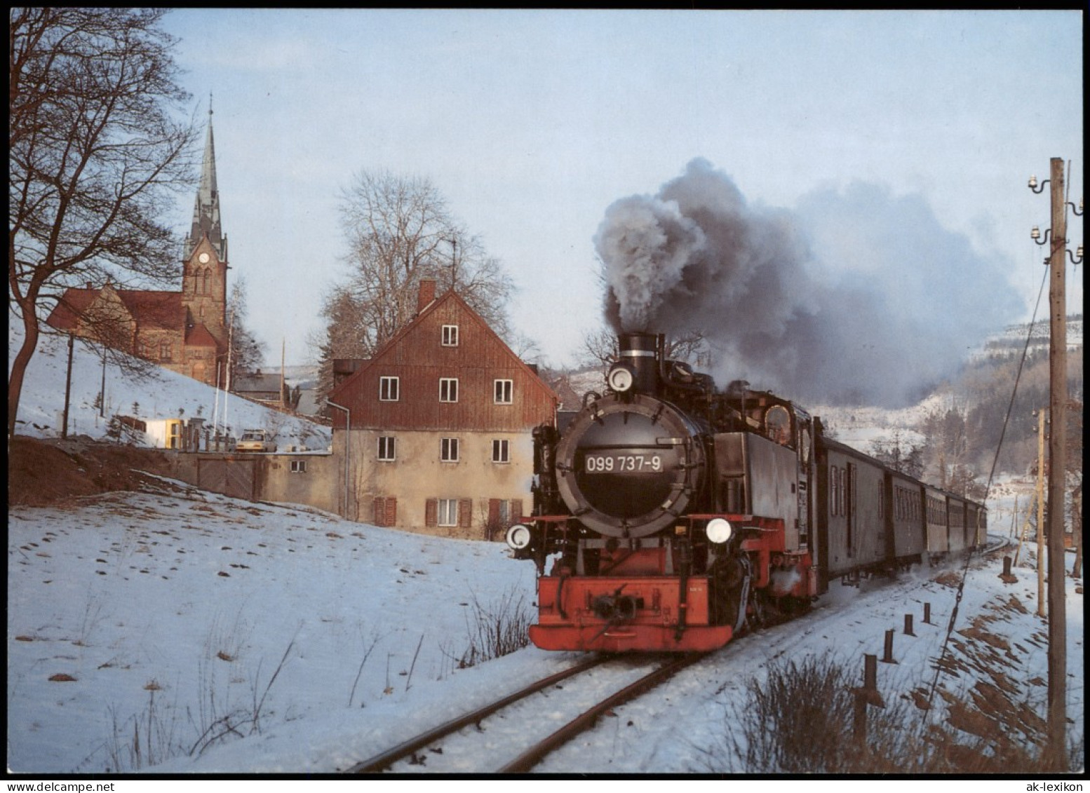 Personenzug Mit Dampflokomotive Bahnhof Hammer-Unterwiesenthal 1980 - Treinen