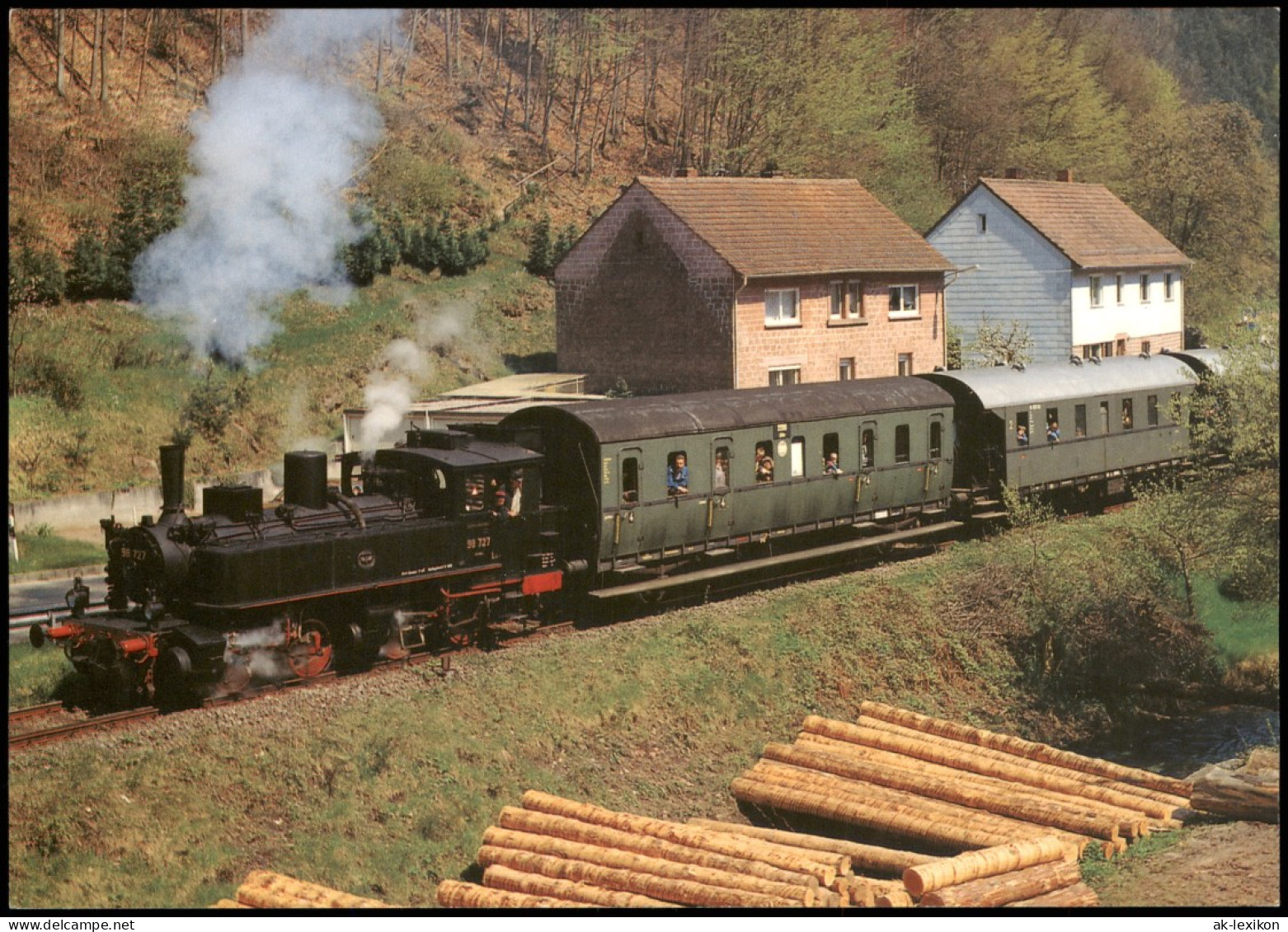 Ansichtskarte  Bayerische Lokalbahnlokomotive 98 727 Mit Museumszug 1989 - Treinen