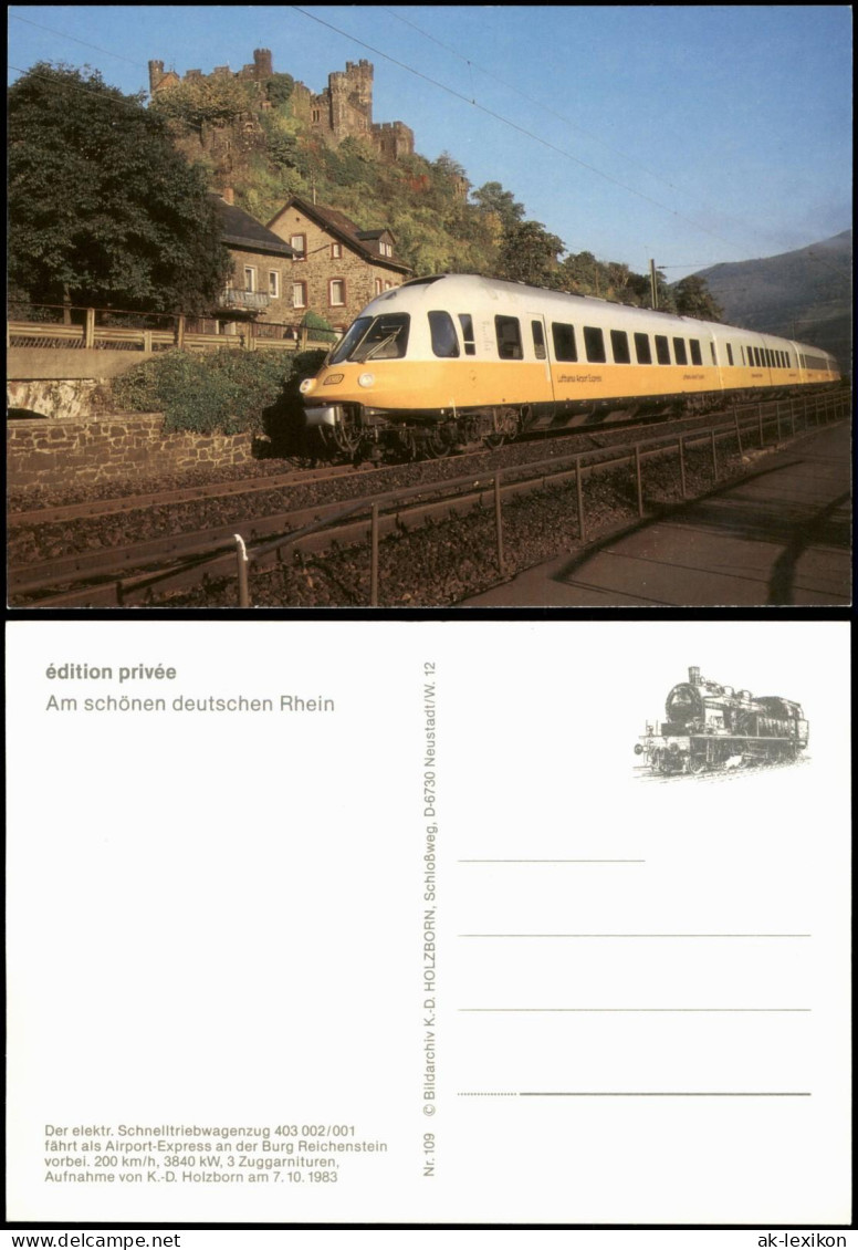 Elektr. Schnelltriebwagenzug Als Airport-Express  Burg Reichenstein 1983 - Treinen