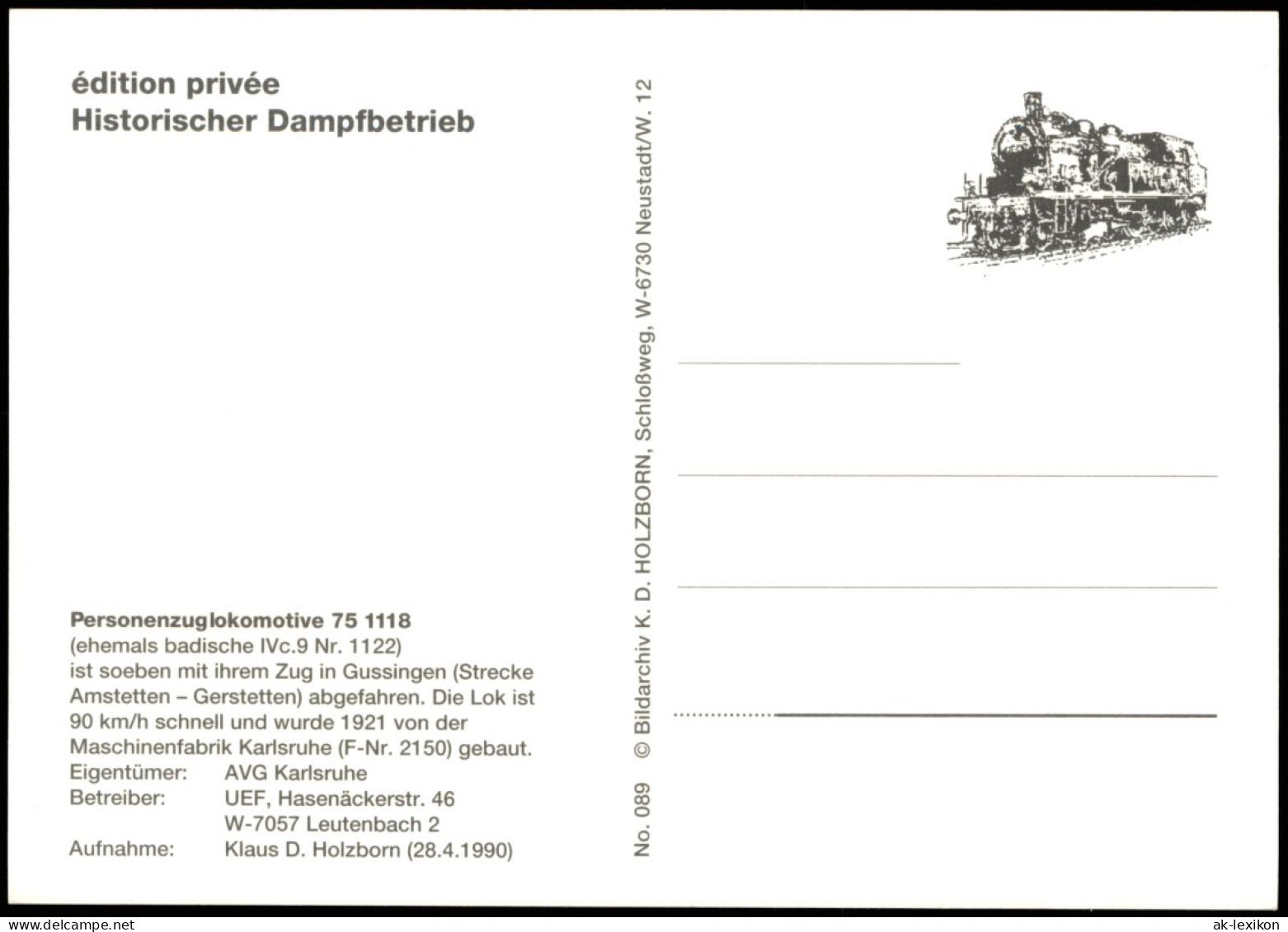 Eisenbahn & Bahn-Verkehr Dampflokomotive Personenzug Lokomotive 1990 - Treinen