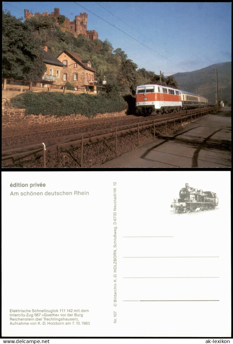 Elektrische Schnellzuglok Intercity-Zug 567 »Goethe« Bei Trechtingshausen 1983 - Treinen