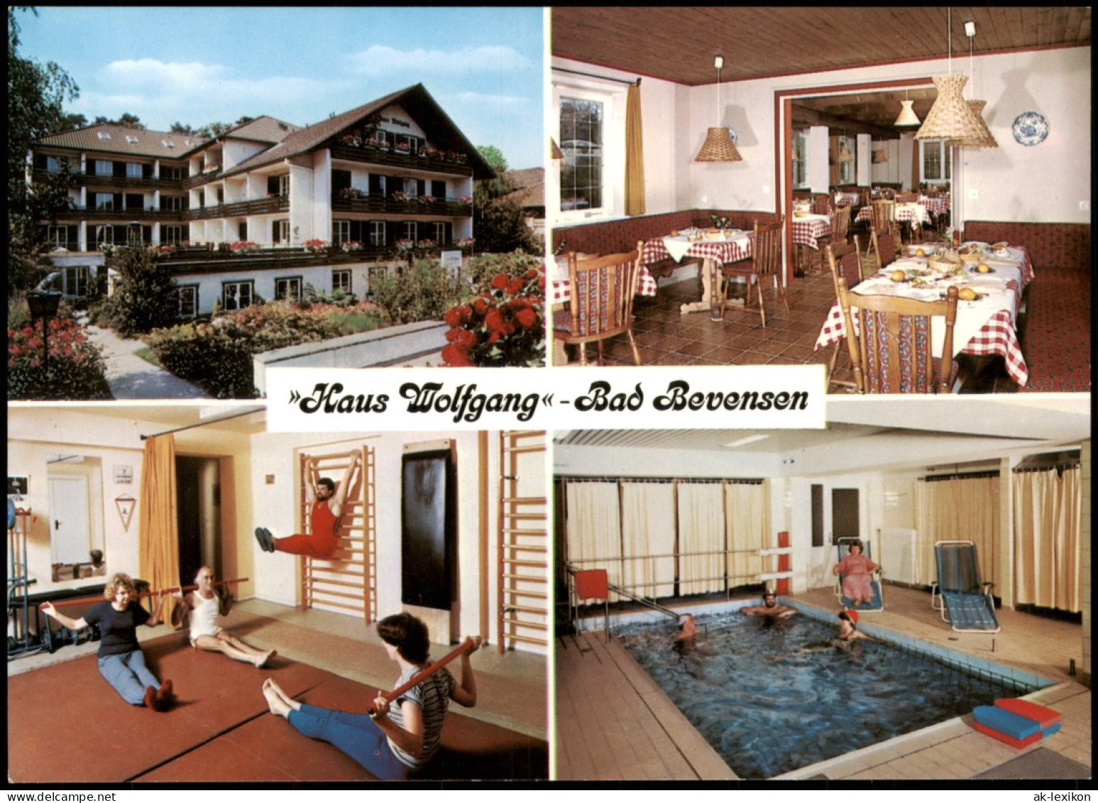 Ansichtskarte Bad Bevensen Haus Wolfgang - 4 Bild Schwimmbad Sportraum 1981 - Bad Bevensen