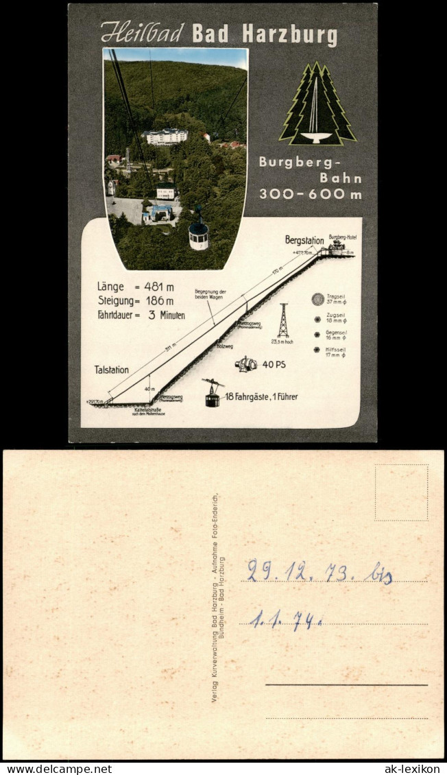 Ansichtskarte Bad Harzburg Seilbahn - Querschnitt Der Strecke - 2 Bild 1973 - Bad Harzburg