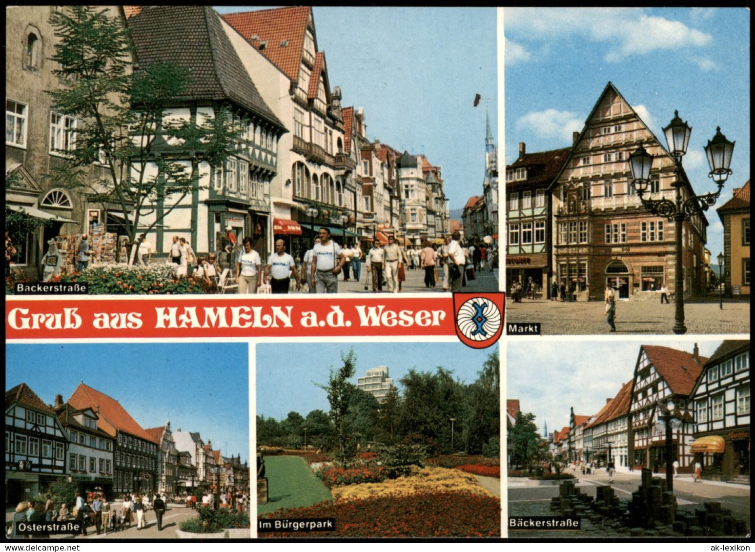 Ansichtskarte Hameln Backerstraße, Markt, Osterstraße 1986 - Hameln (Pyrmont)