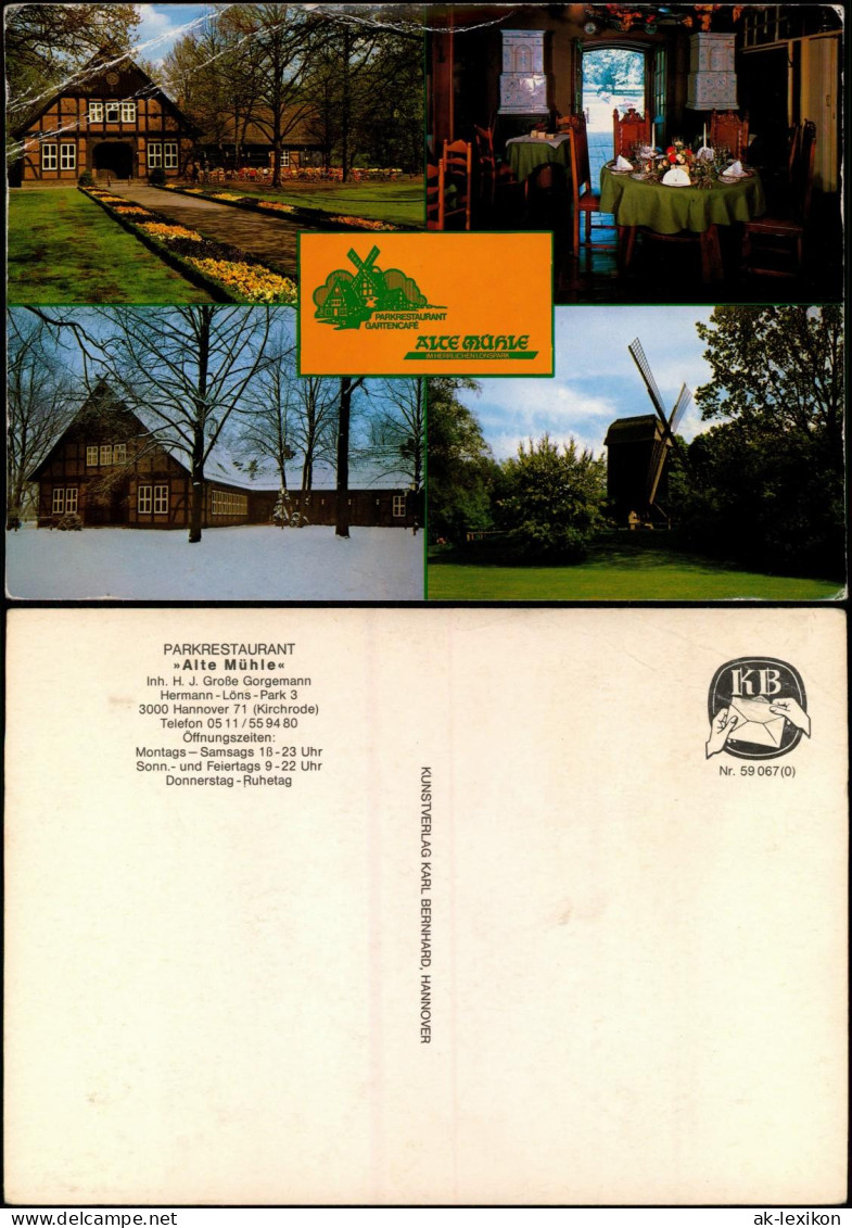 Kirchrode Hannover Mehrbildkarte PARKRESTAURANT Alte Mühle Löns-Park 1970 - Hannover