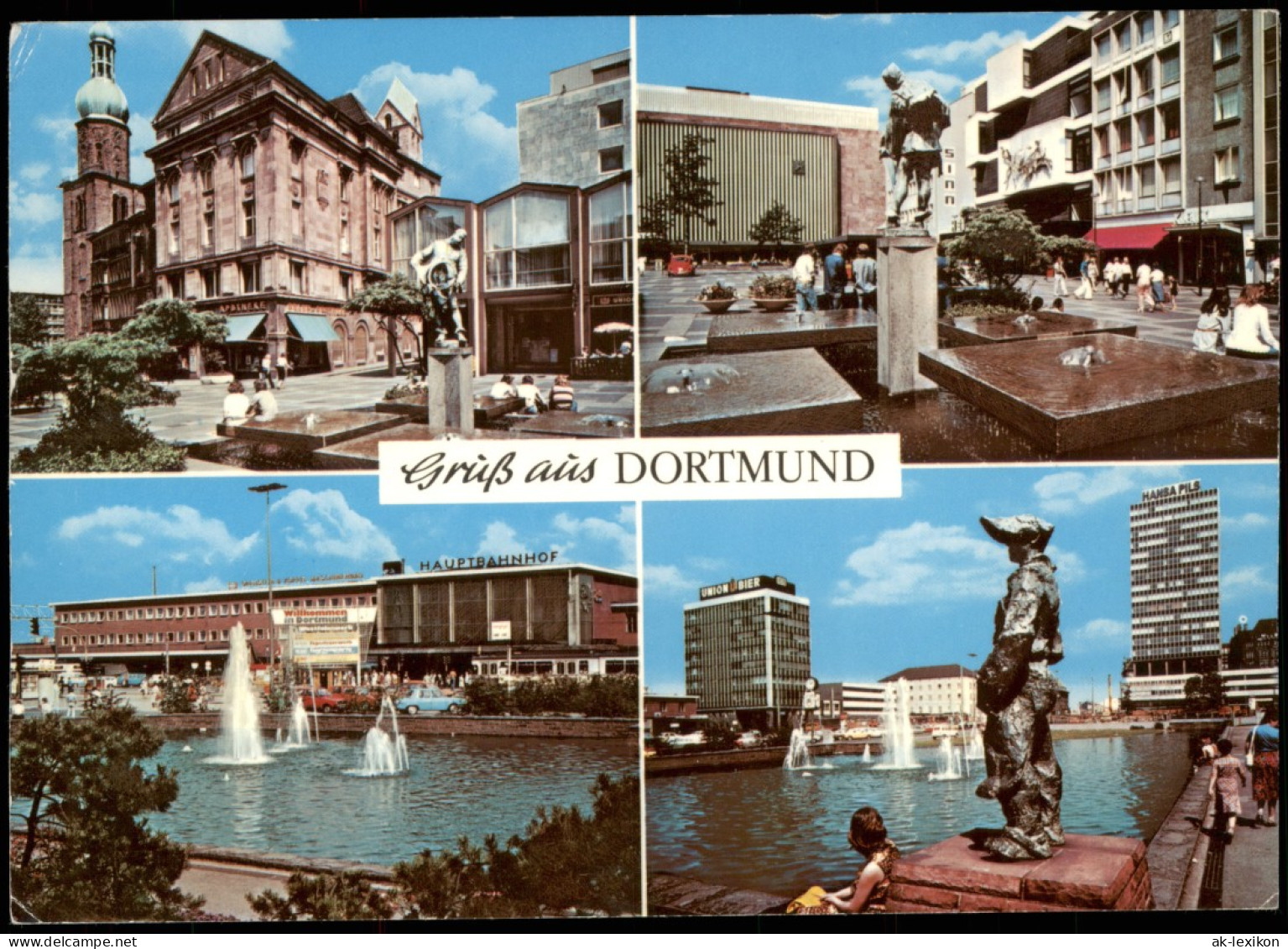 Ansichtskarte Dortmund Bahnhof, Innenstadt, Kirche 1985 - Dortmund