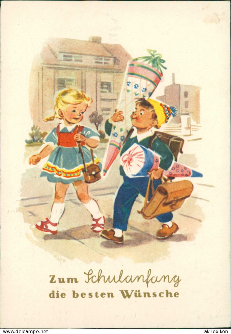 Glückwunsch Schulanfang & Einschulung: Kinder Mit Zuckertüte 1959 - Einschulung