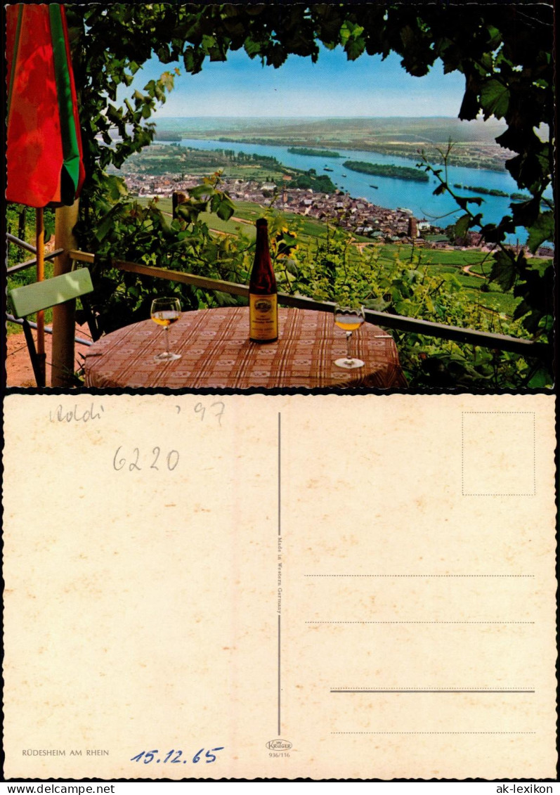 Rüdesheim (Rhein) Panorama-Ansicht Vom Gedeckten Tisch Aus (Wein Motive) 1965 - Ruedesheim A. Rh.