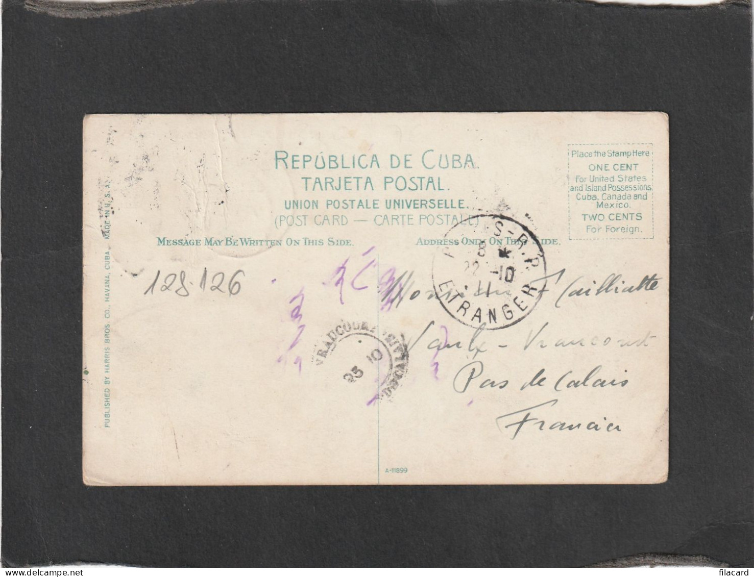 128126         Cuba,    Parapet,   Fortress   Cabanas,    Havana,   VGSB  1911 - Cuba
