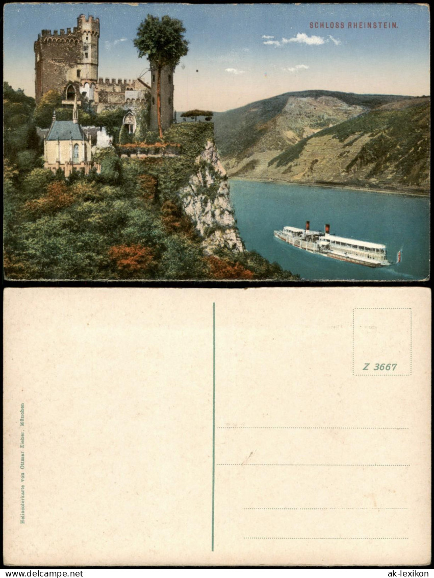 Bingen Am Rhein Rhein Schiff Passiert Burg Schloss Rheinstein 1915 - Bingen