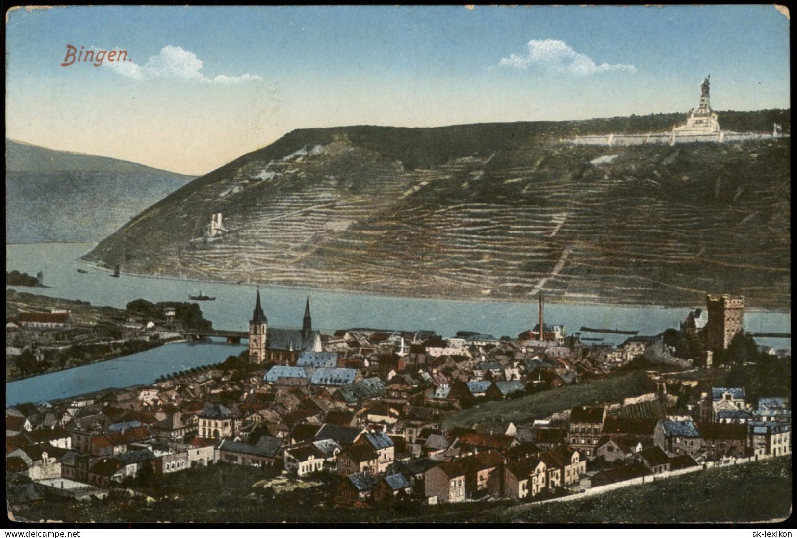 Bingen Am Rhein Panorama-Ansicht Mit Fluss Nahe Mündung Rhein 1910 - Bingen