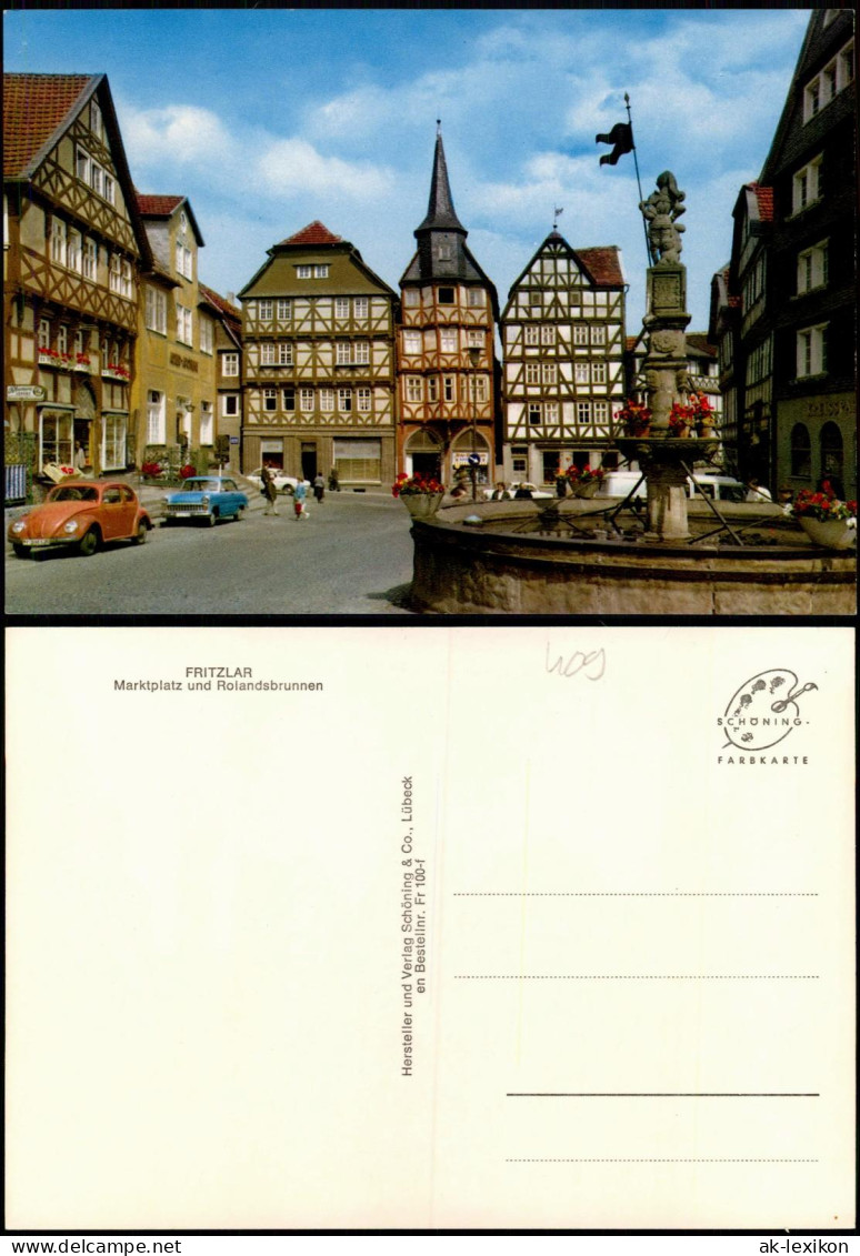 Ansichtskarte Fritzlar VW Käfer Marktplatz 1974 - Fritzlar