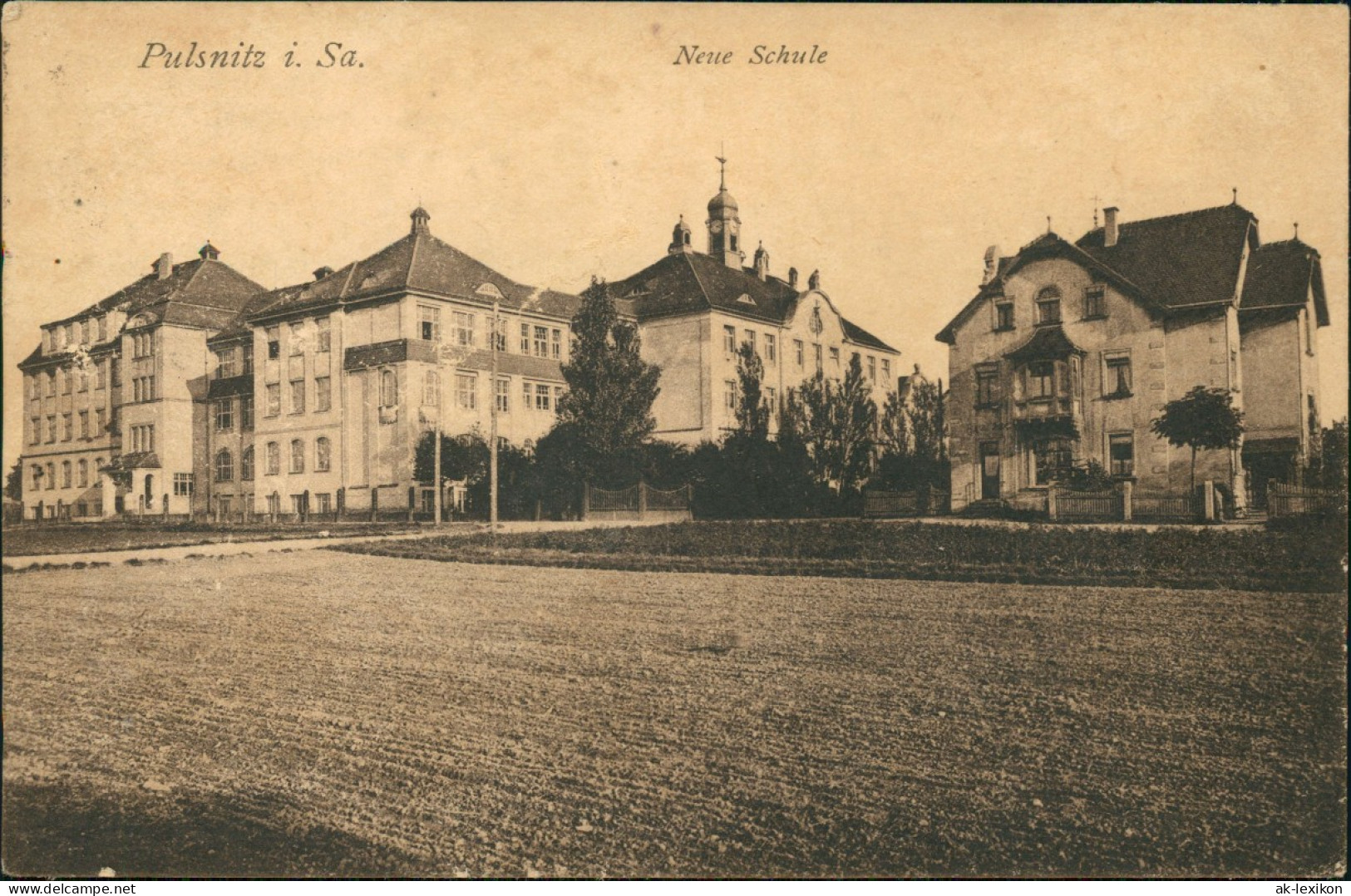 Ansichtskarte Pulsnitz Połčnica Neue Schule Straßen Ansicht 1921 - Pulsnitz