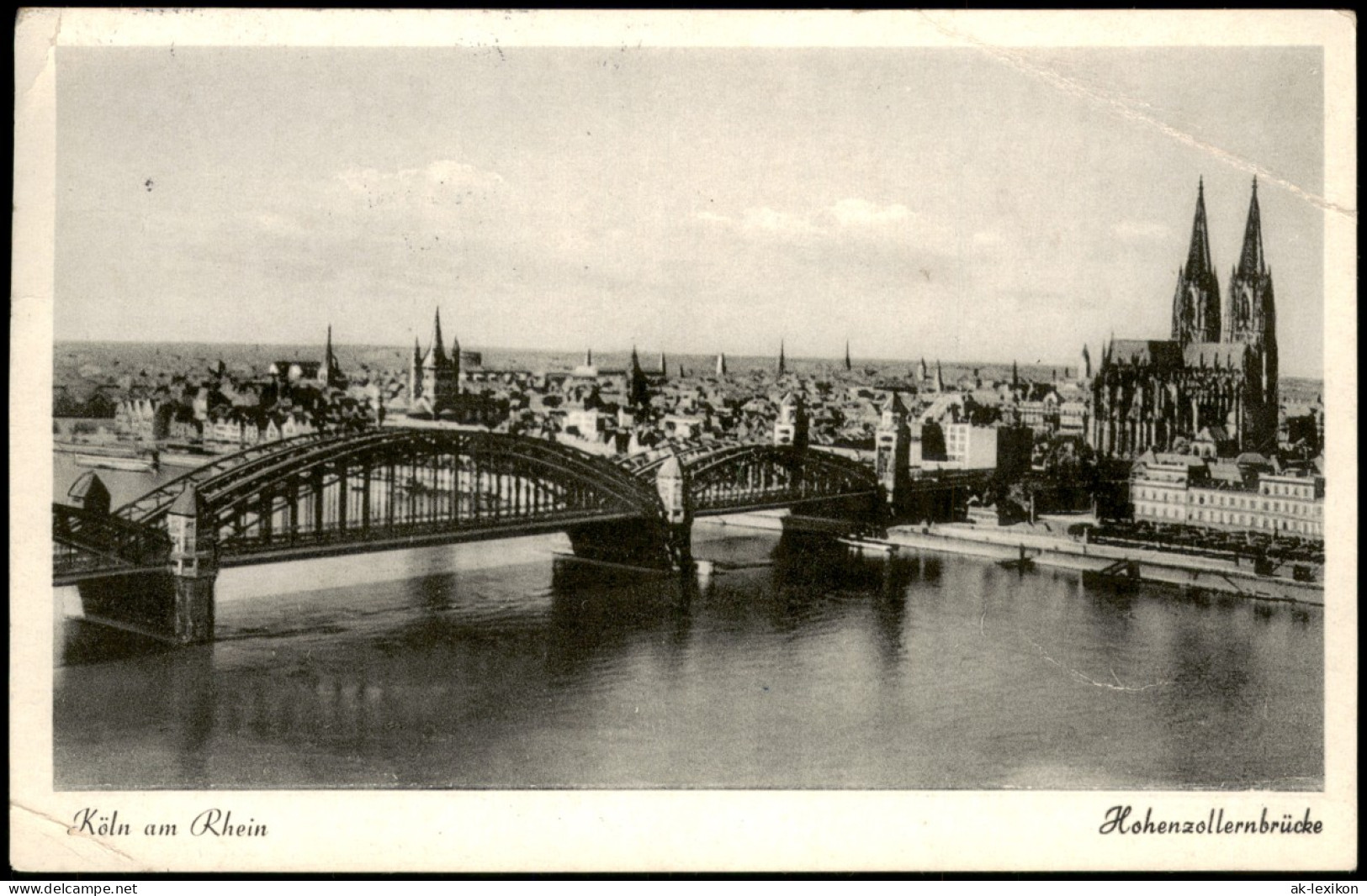 Ansichtskarte Köln Hohenzollernbrücke, Stadt Partie Am Rhein 1954 - Koeln