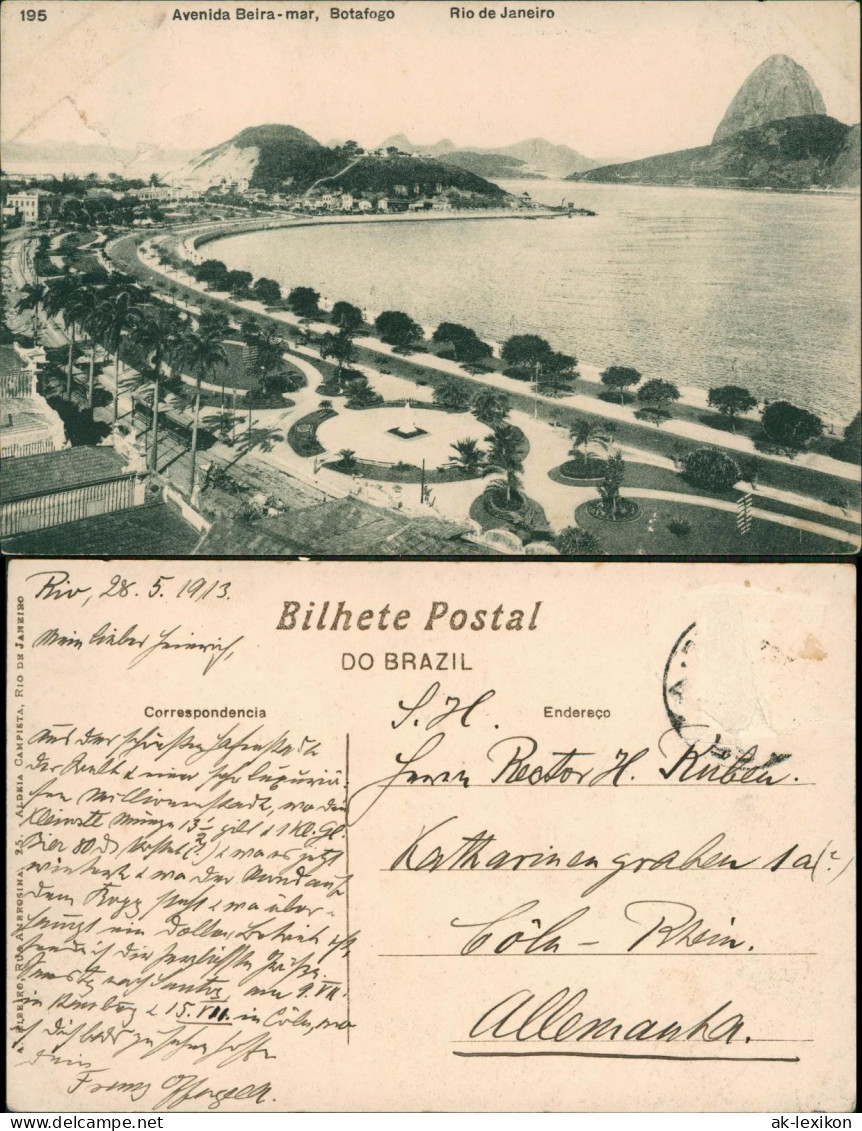 Postcard Botafogo-Rio De Janeiro Avenida Beira-mar 1913 - Rio De Janeiro