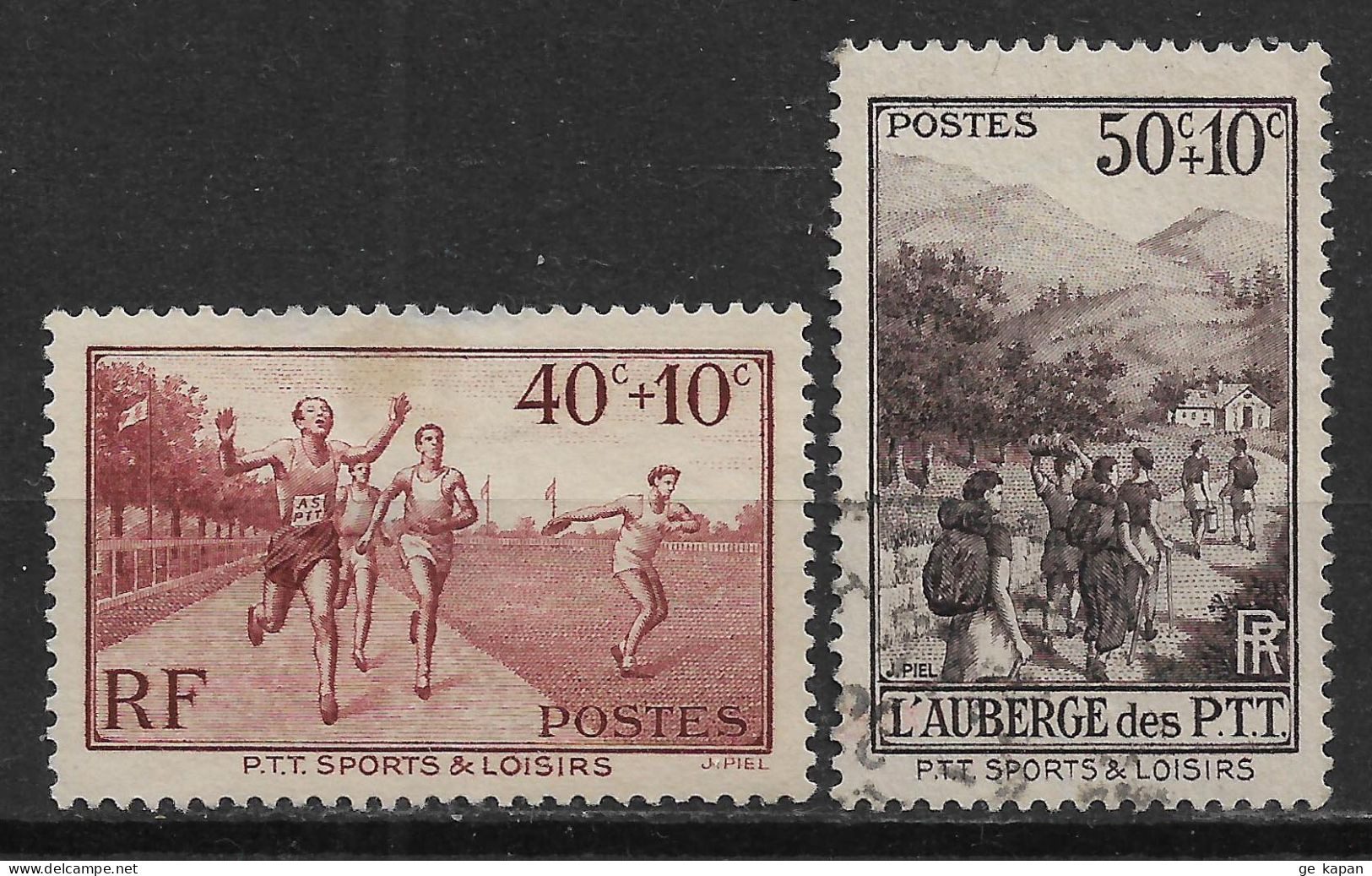 1937 FRANCE SET OF 2 USED/UNUSED SEMI-POSTAL STAMPS (Scott # B61,B62) CV $5.25 - Usados