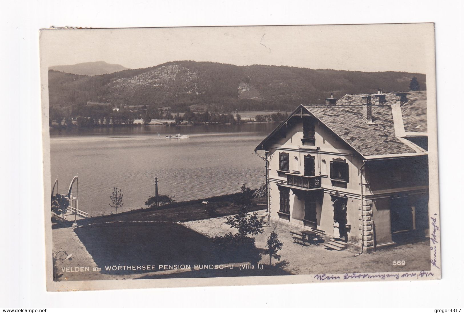 E6076) VELDEN Am Wörthersee - Pension BUNDSHUH VILLA I. - Tolle Sehr Alte FOTO AK - SCHIFF Im Hintergrund 1928 - Velden