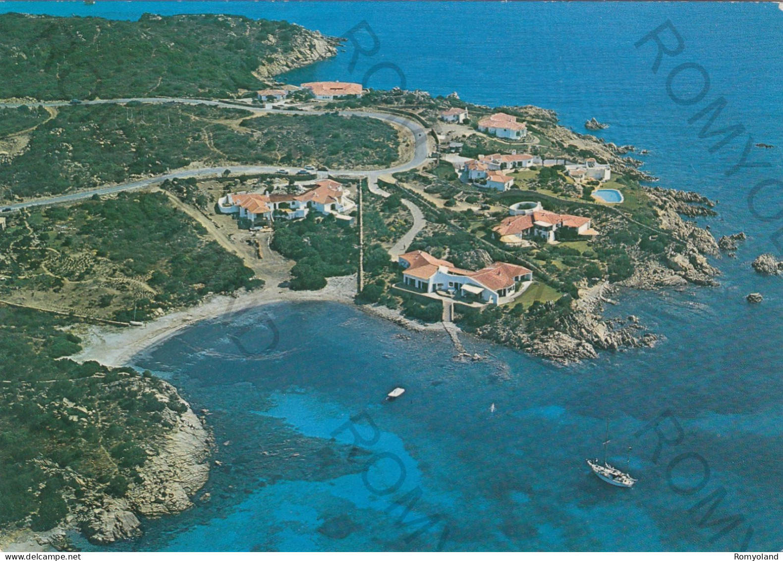 CARTOLINA  C5 COSTA SMERALDA,SASSARI,SARDEGNA-PICCOLO MARAZZINO-VEDUTA AEREA-MARE,VACANZA,SPIAGGIA,VIAGGIATA 1974 - Sassari