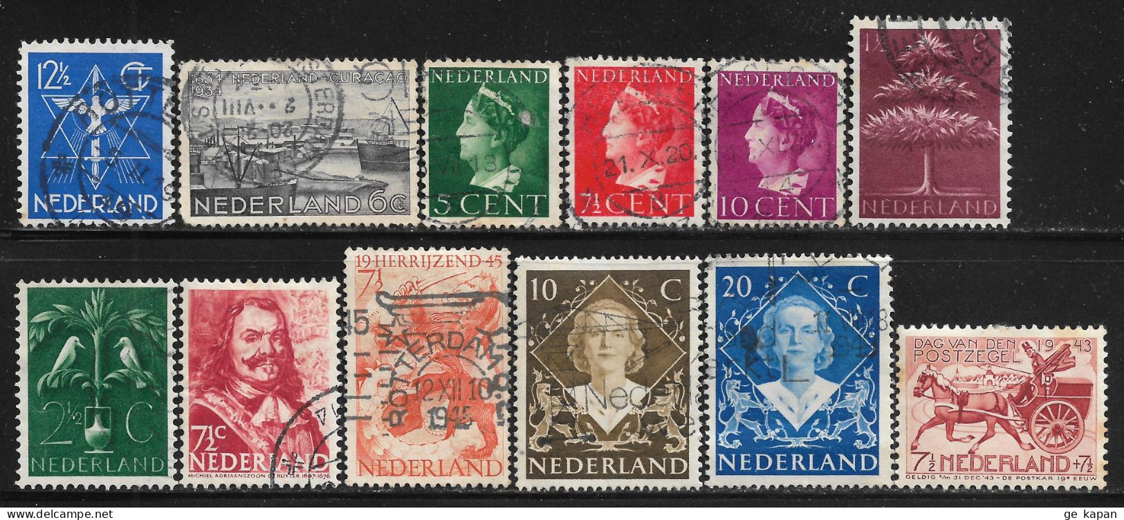 1933-1948 NETHERLANDS Set Of 1 MLH + 11 USED STAMPS (Sc.# 200,202,216,217,218,246,248,252,277,304,305,B148) CV €2.75 - Gebruikt