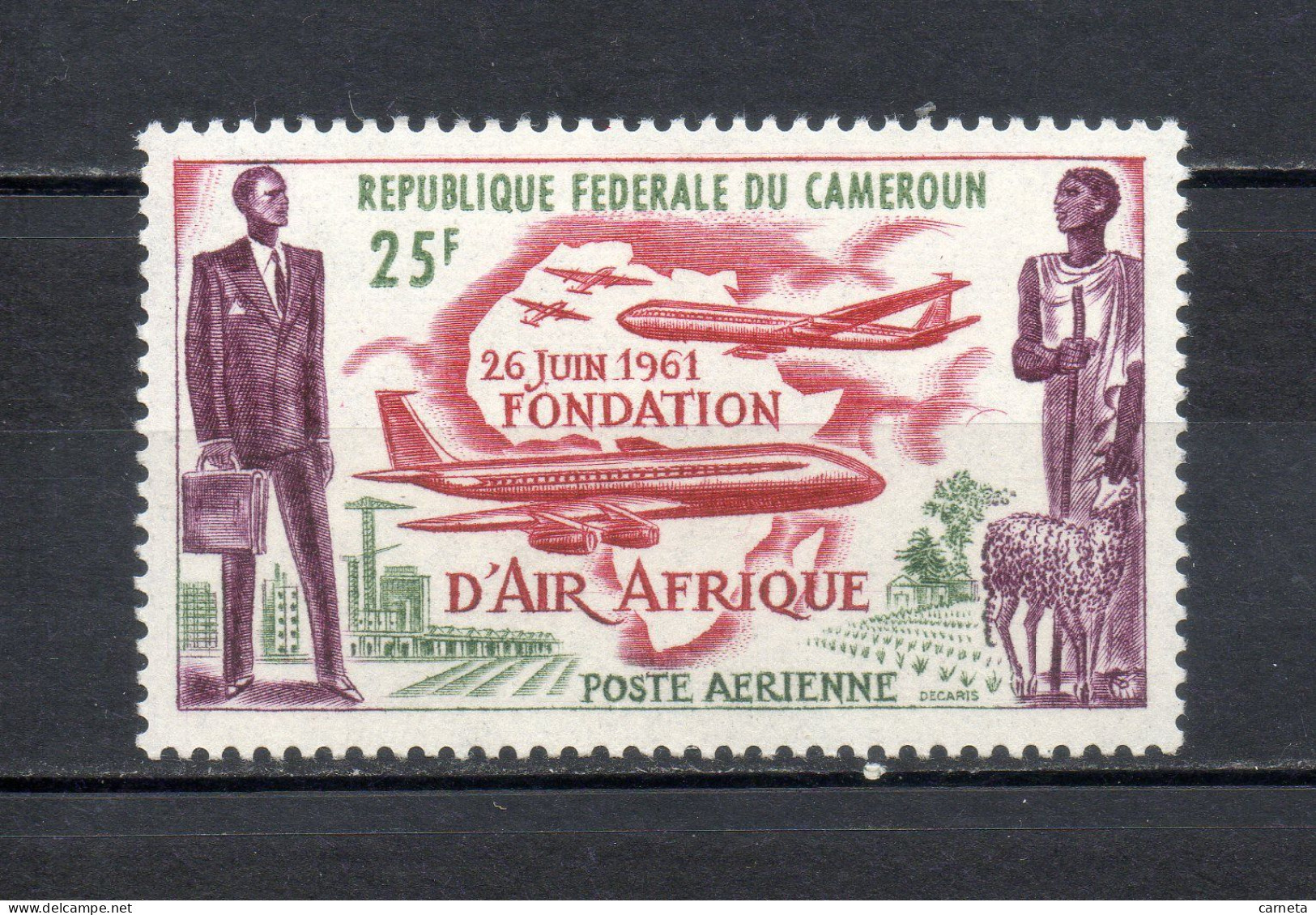 CAMEROUN PA   N° 52   NEUF SANS CHARNIERE COTE  1.20€   AIR AFRIQUE AVION - Cameroun (1960-...)