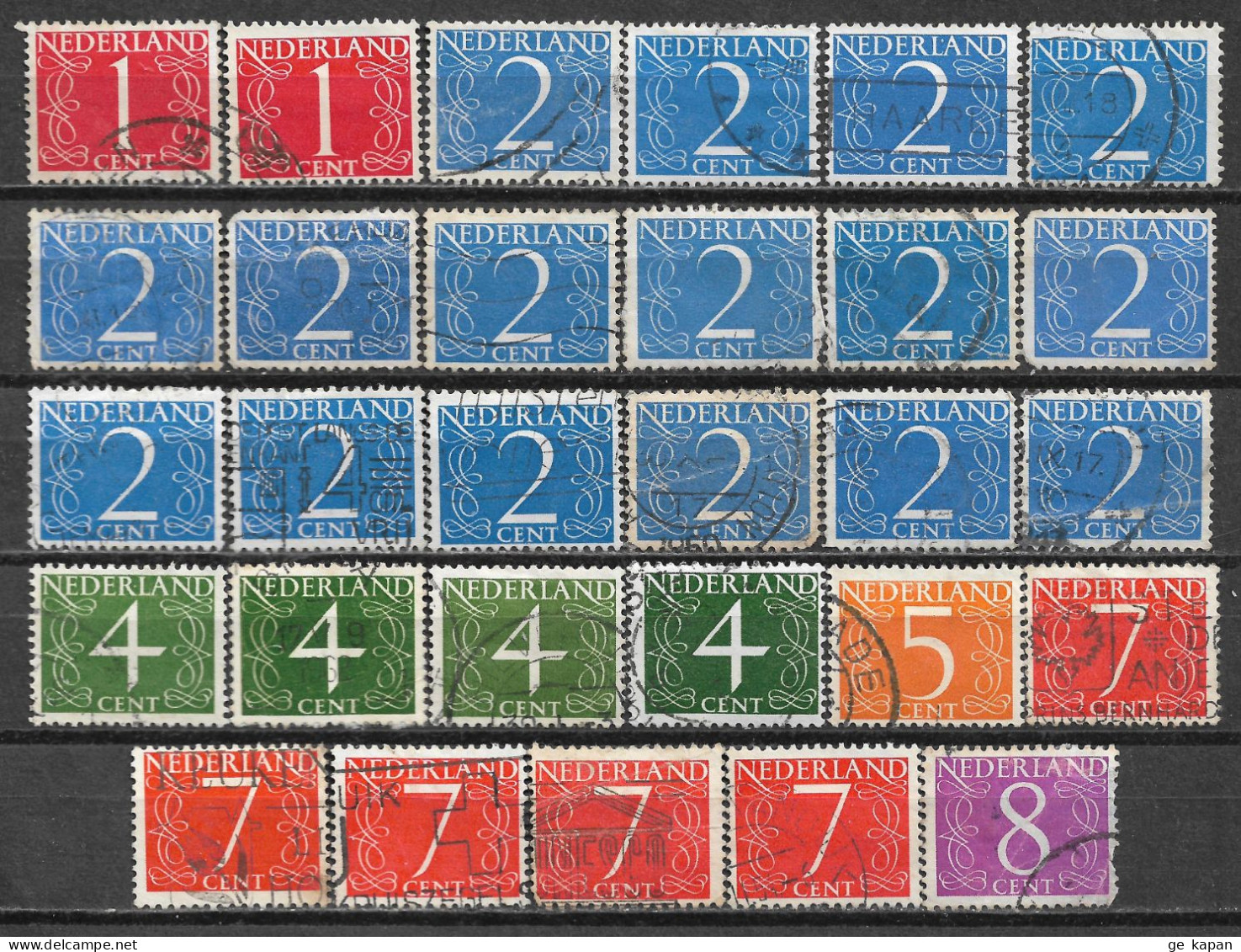 1946-1957 NETHERLANDS 29 Used Stamps (Scott # 282,283,285,341,343,343A) CV $5.80 - Usados