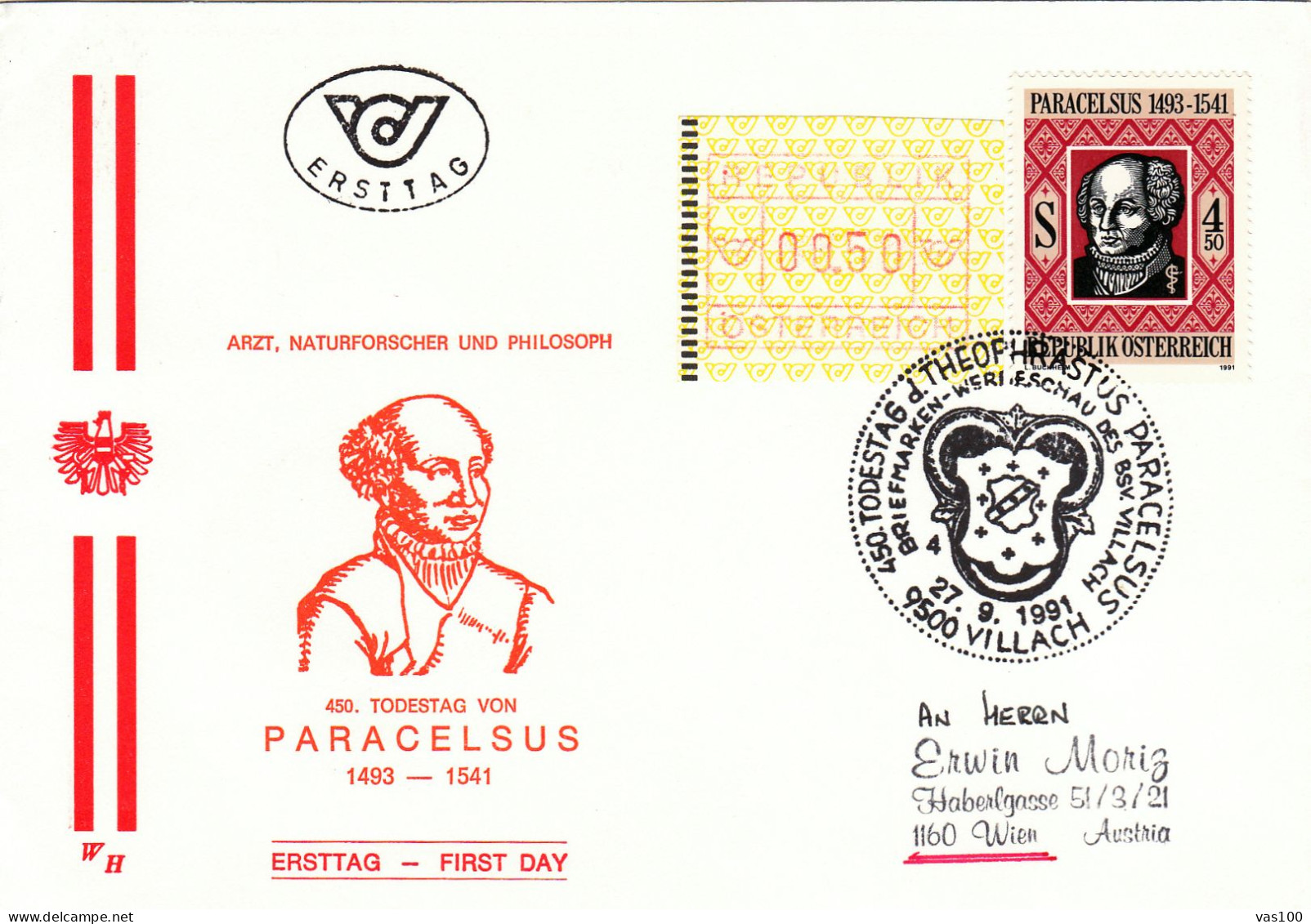 PARACELSUS DOCTOR- COVERS FDC AUSTRIA - Physics