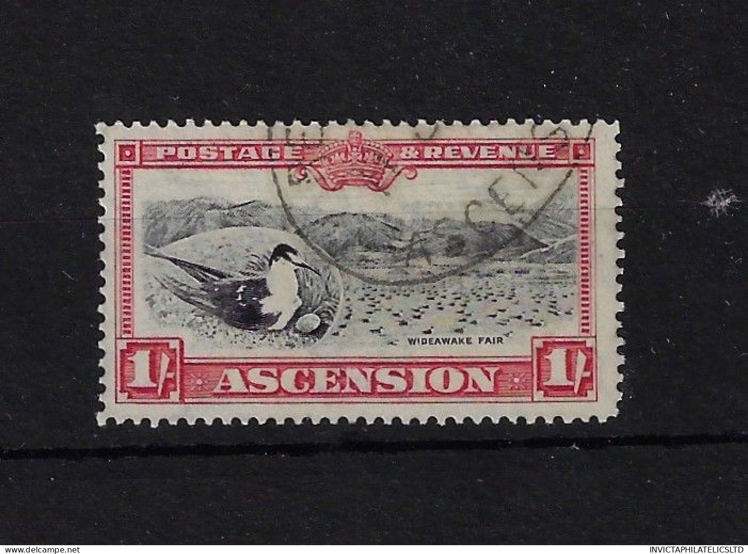 ASCENSION SG28, 1/- BLACK & CARMINE, FINE USED - Ascension (Ile De L')